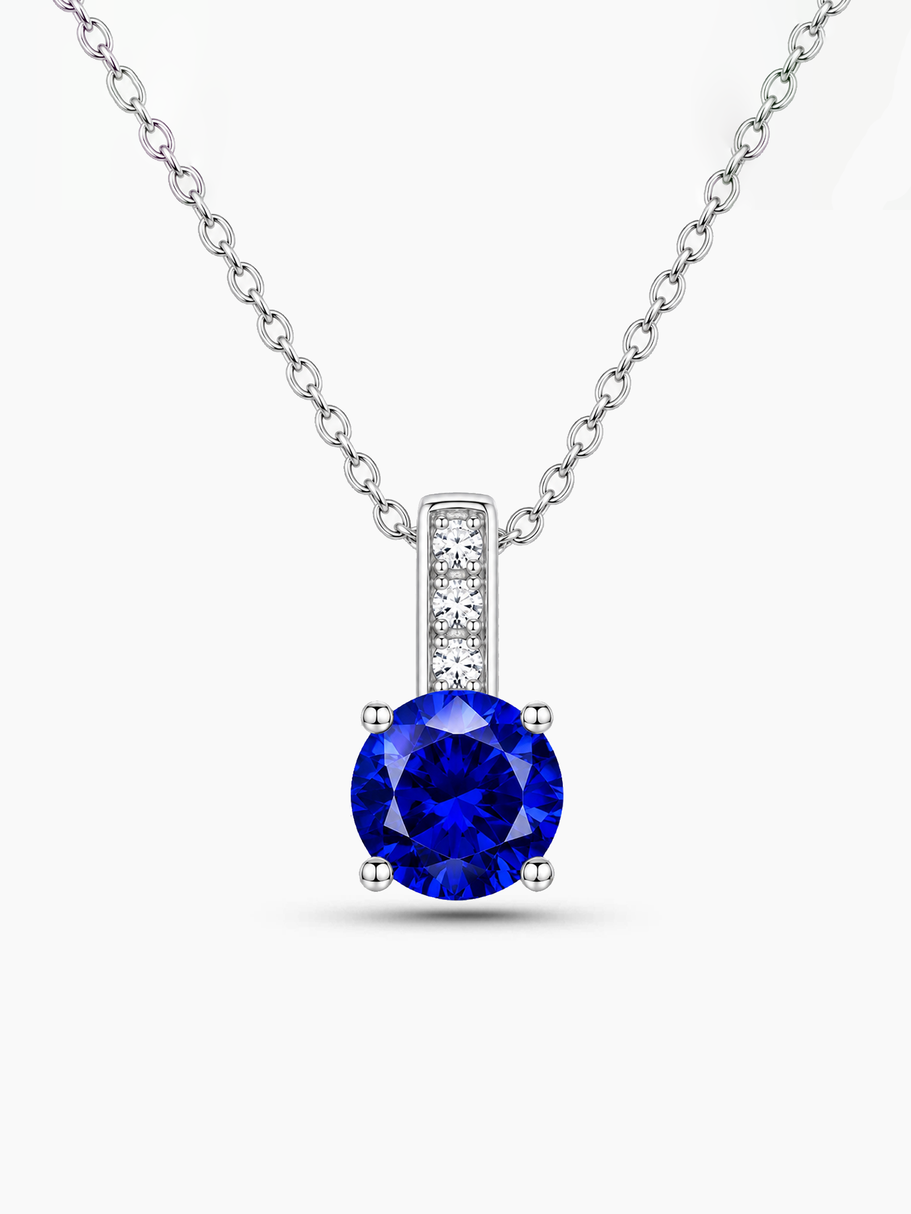 2Ct Lab Grown Blue Sapphire & Moissanite Round Cut Pendant Necklace