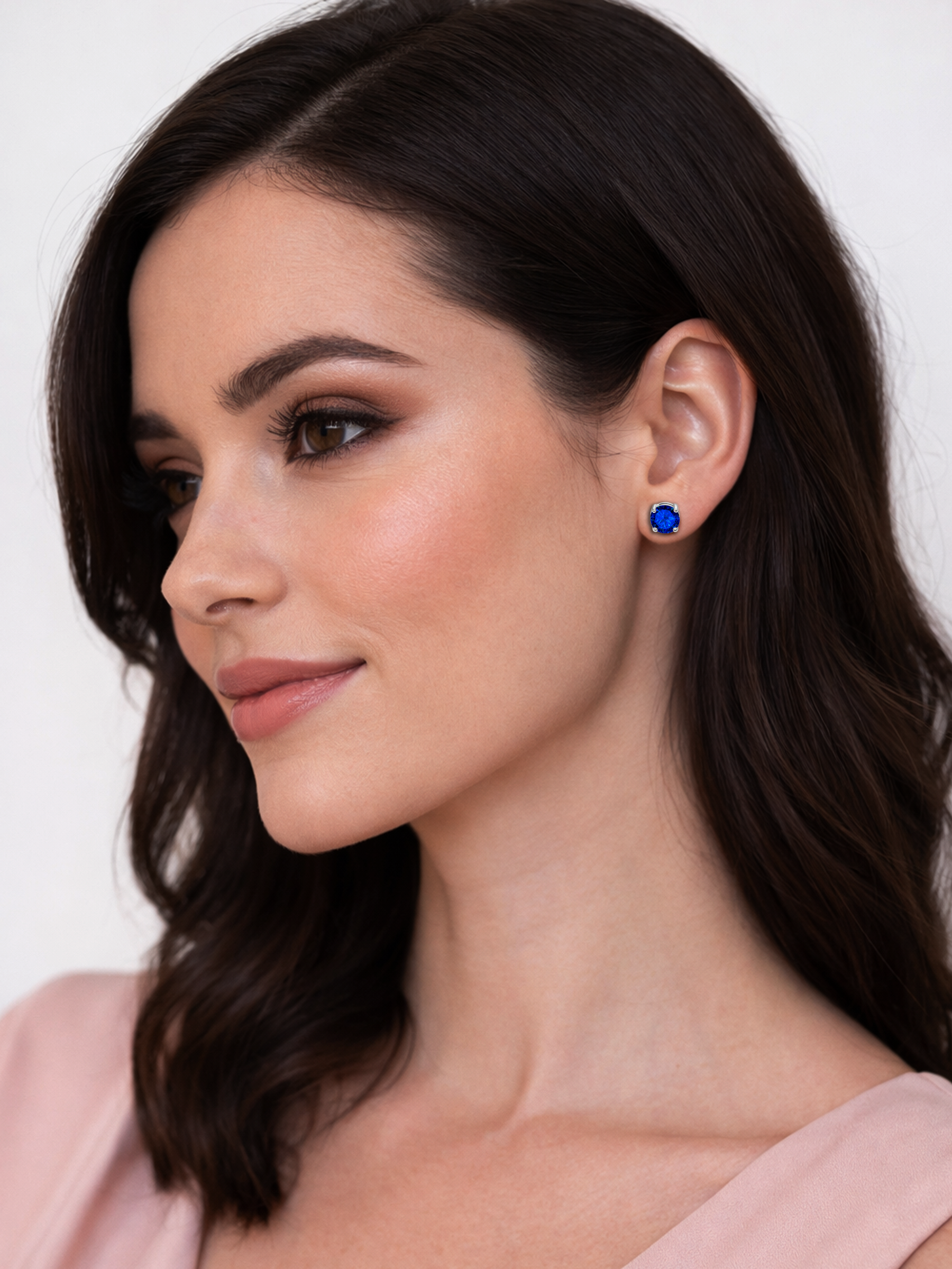 Blue Sapphire Stud Earrings 925 Sterling Silver