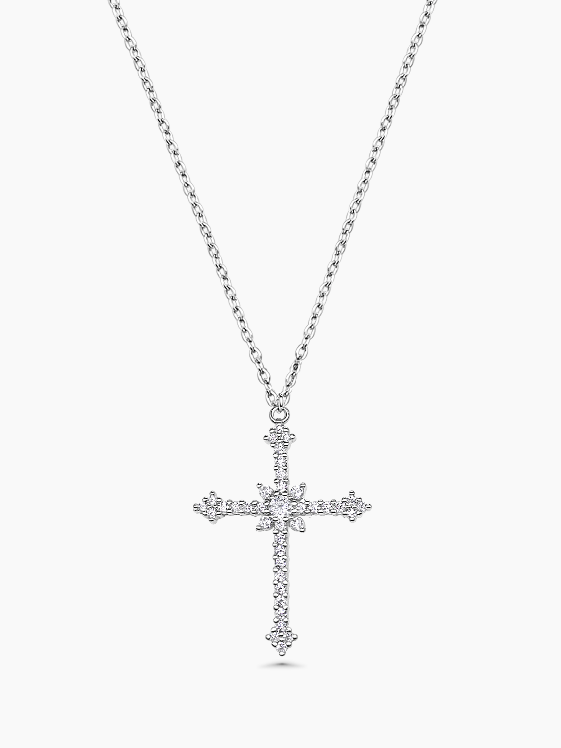 Cross Necklace White Sapphire 925 Sterling Silver