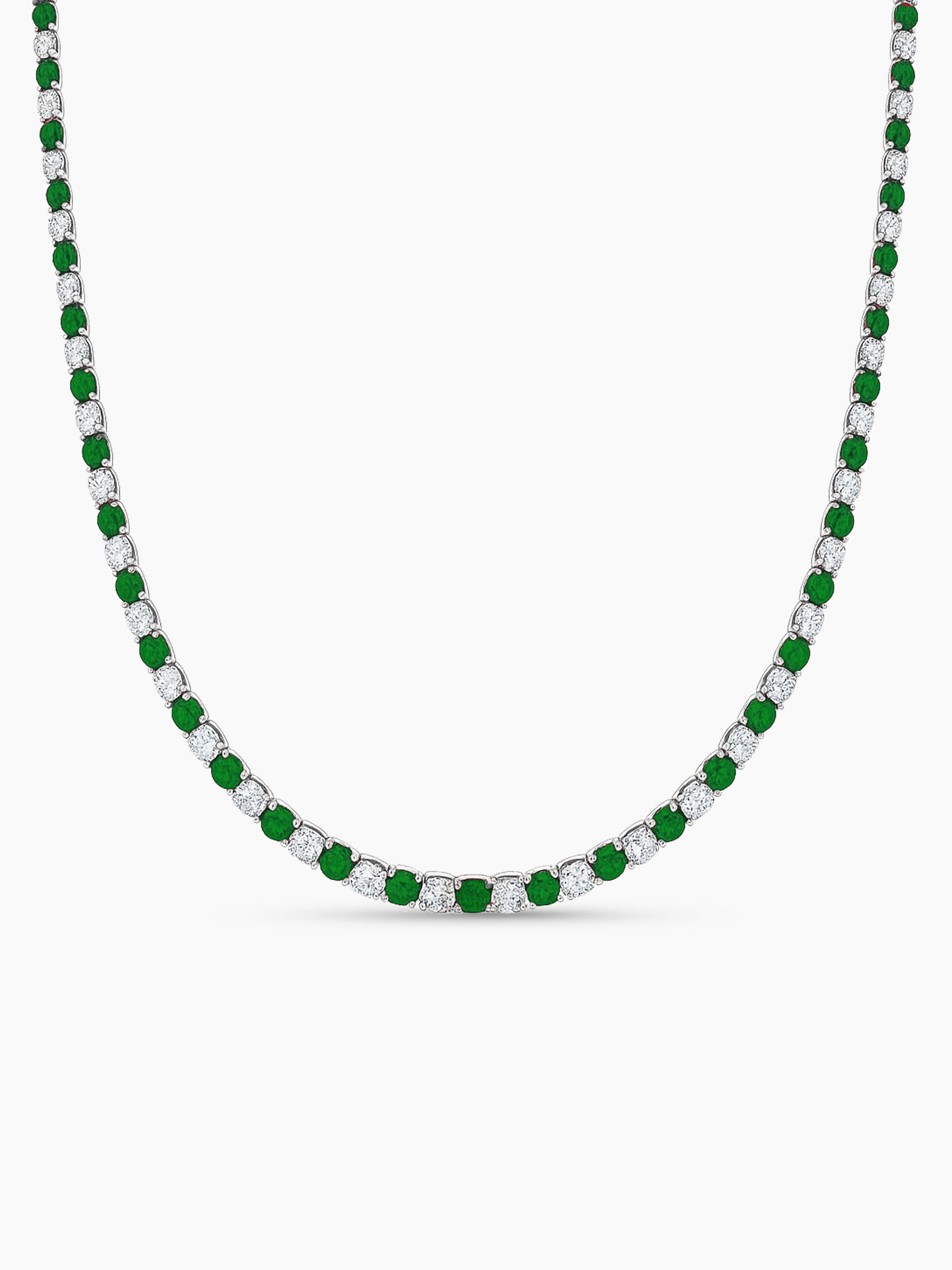 Sparkling Emerald Tennis Necklace AJ™ Rhodium Plated