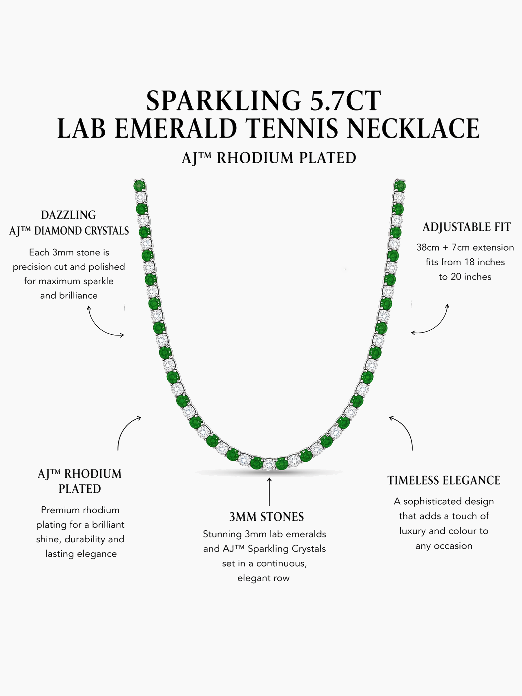 Sparkling 5.7ct Lab Emerald Tennis Necklace