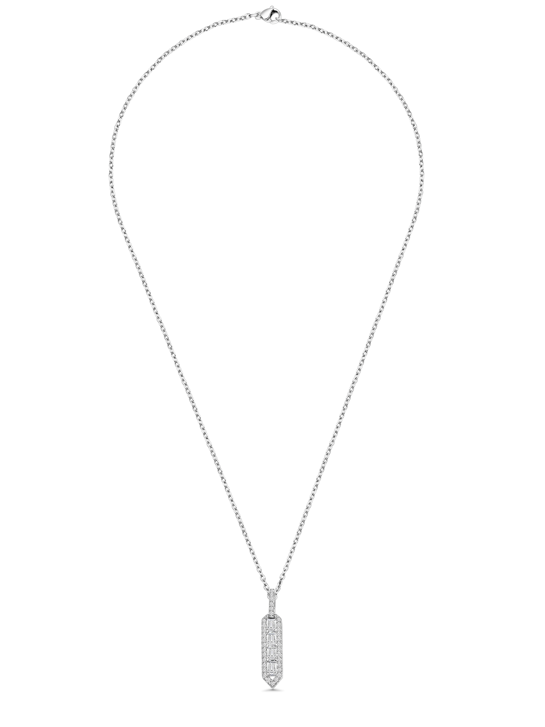 Love Pendant Bar Necklace White Sapphire 925 Sterling Silver