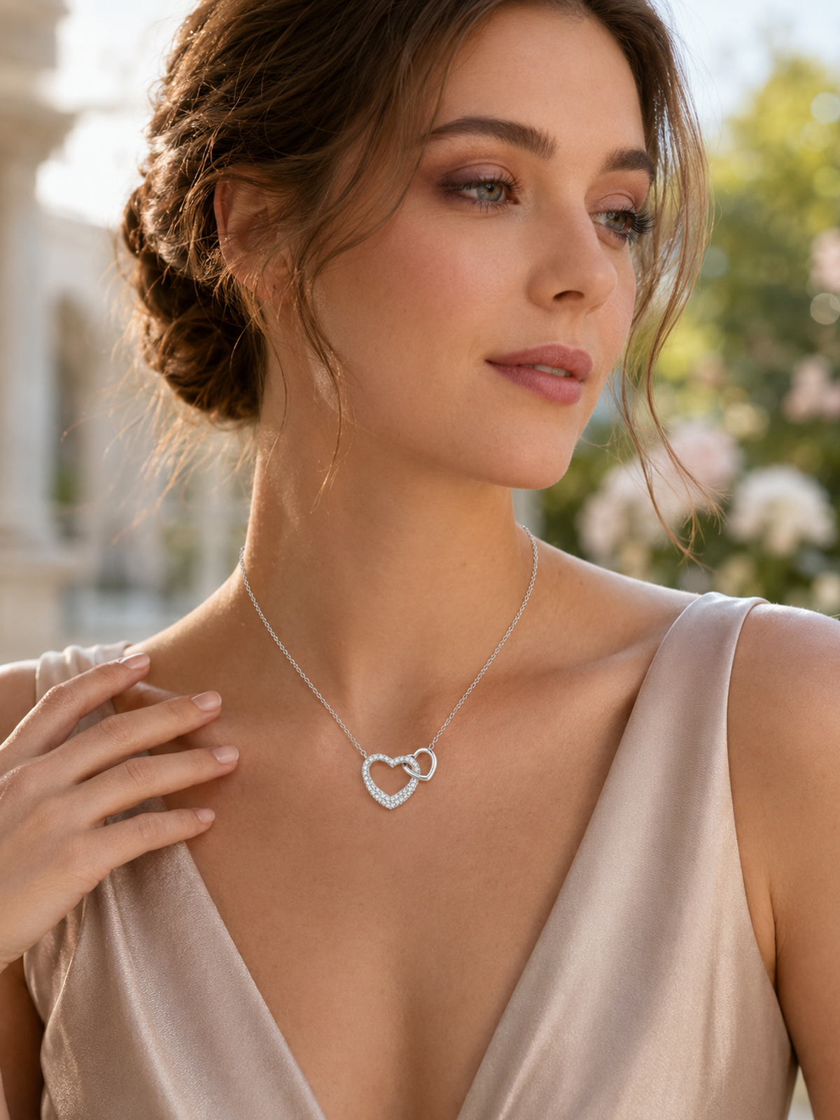 Infinity Double Heart Pendant Necklace