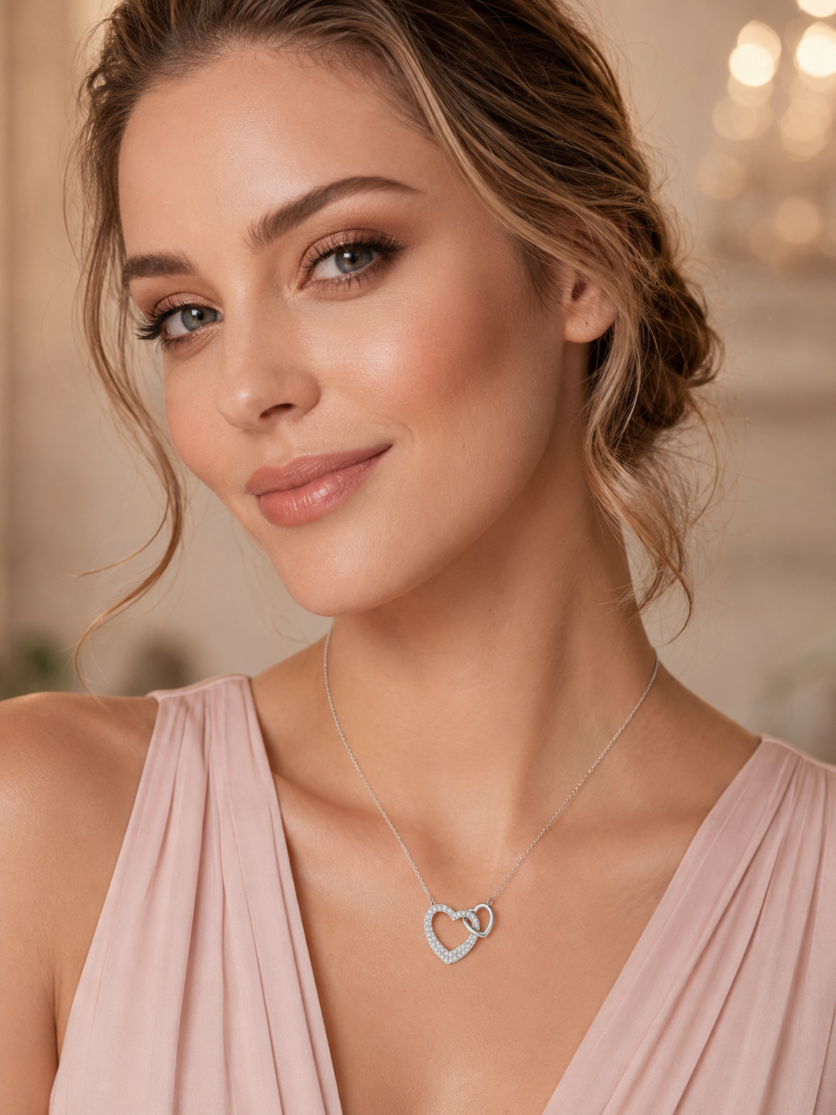 Infinity Double Heart Pendant Necklace