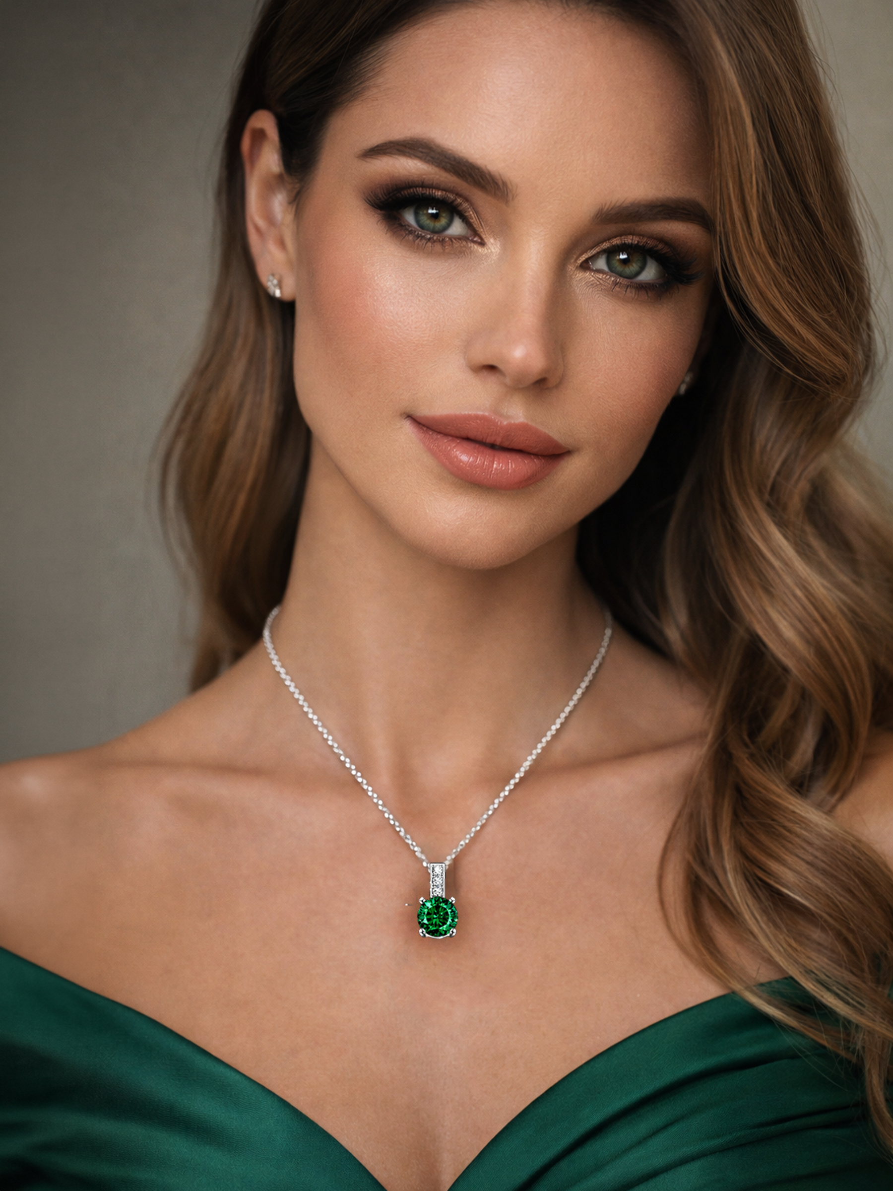 2Ct Lab Grown Emerald & Moissanite Pendant Necklace