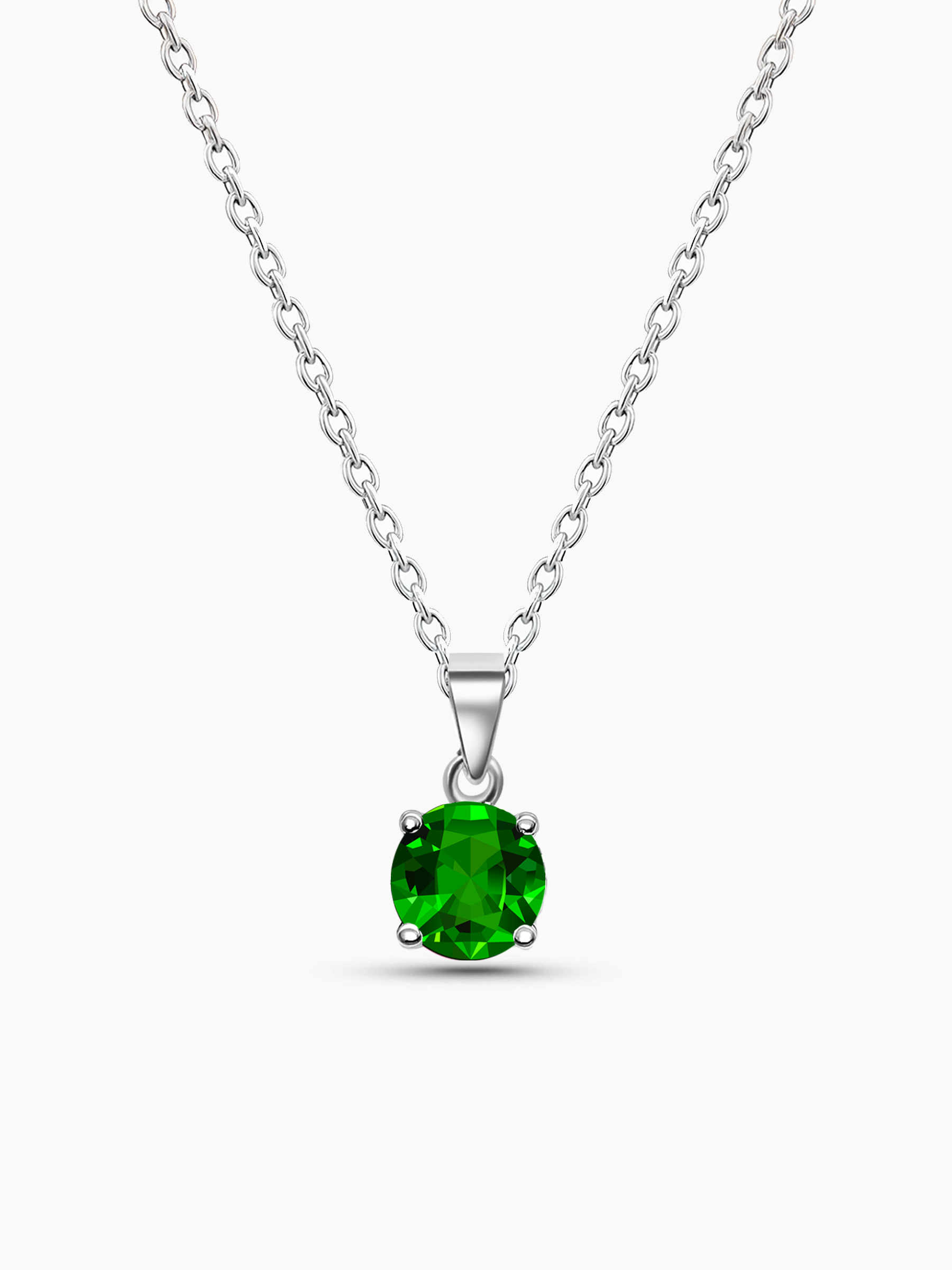 1ct Green Emerald Pendant Necklace 925 Sterling Silver