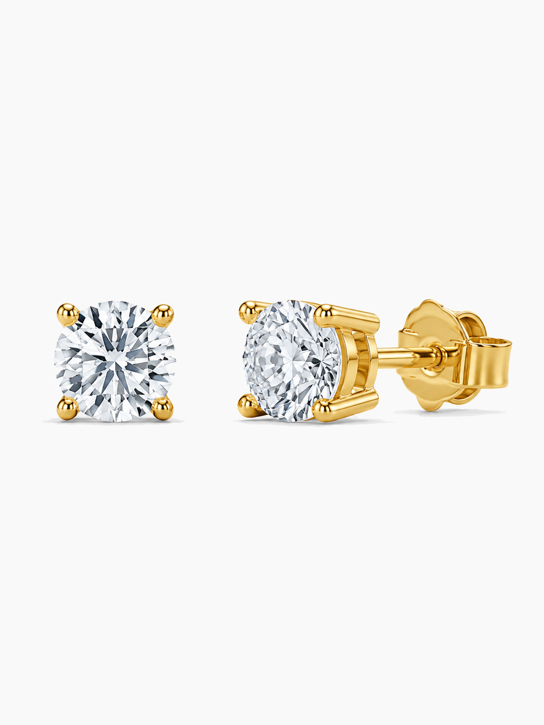 4 Prong Gold Stud Earrings