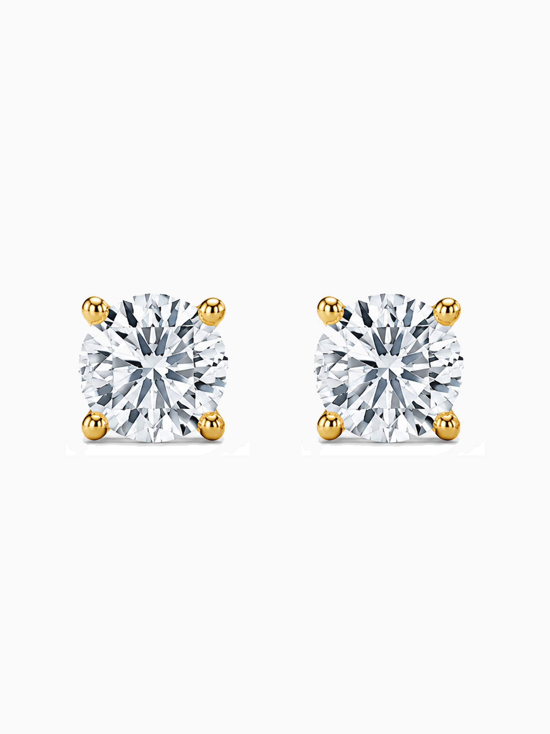 4 Prong Gold Stud Earrings