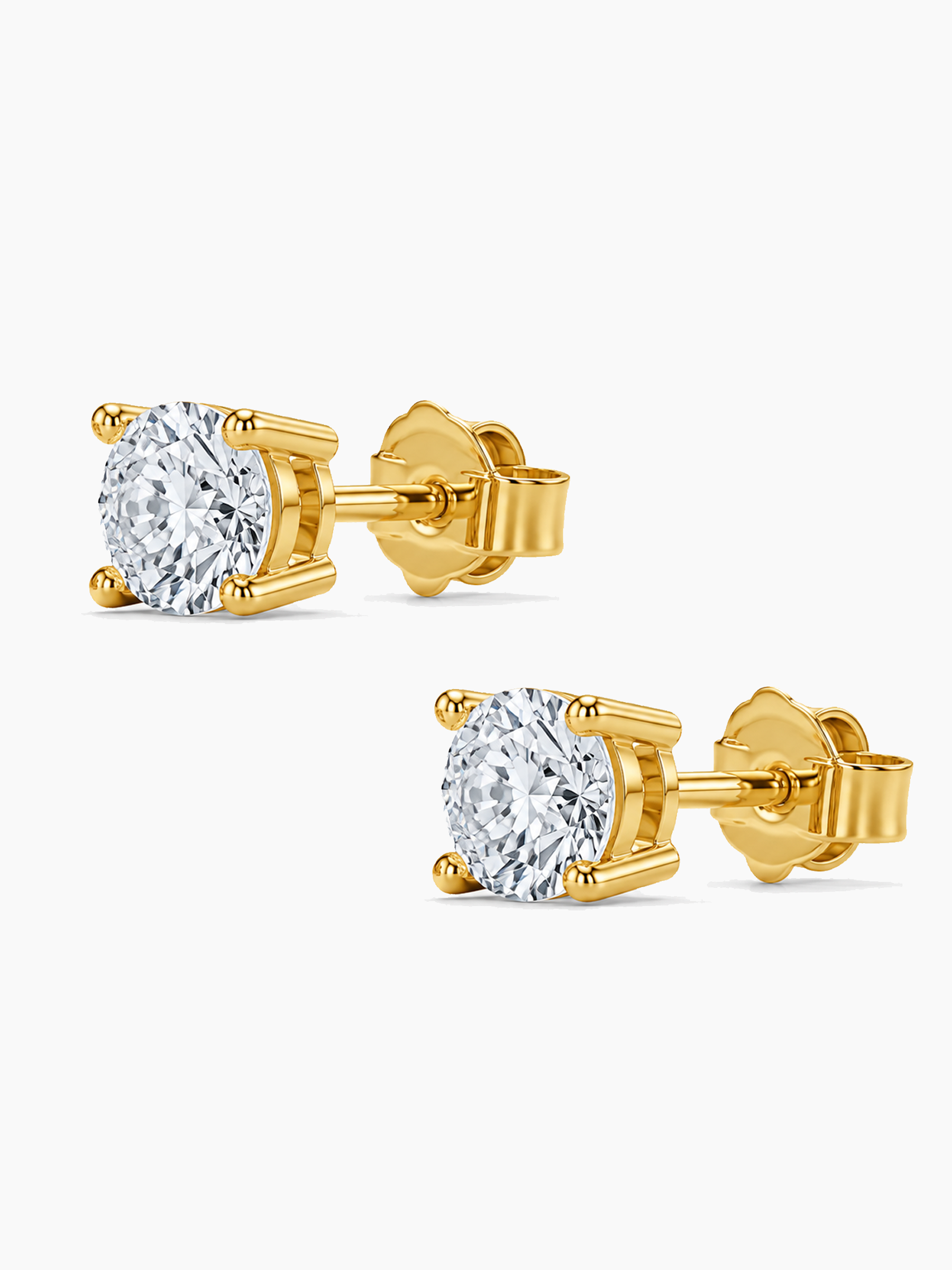 4 Prong Gold Stud Earrings
