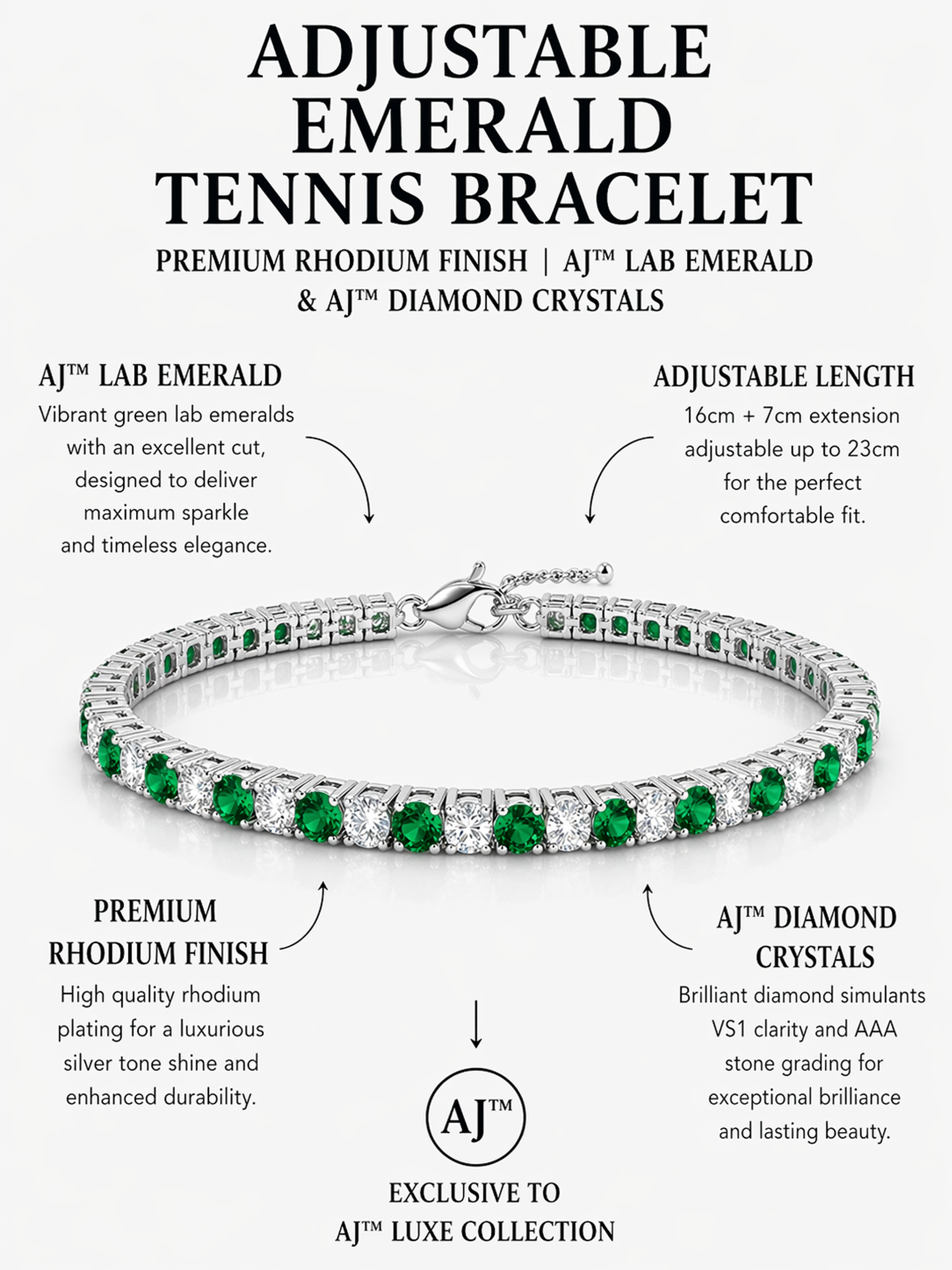 Adjustable Emerald Tennis Bracelet