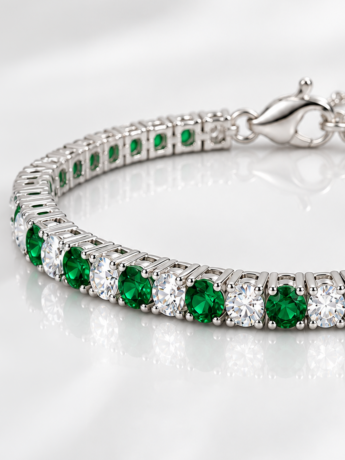 Adjustable Moissanite Emerald Tennis Bracelet