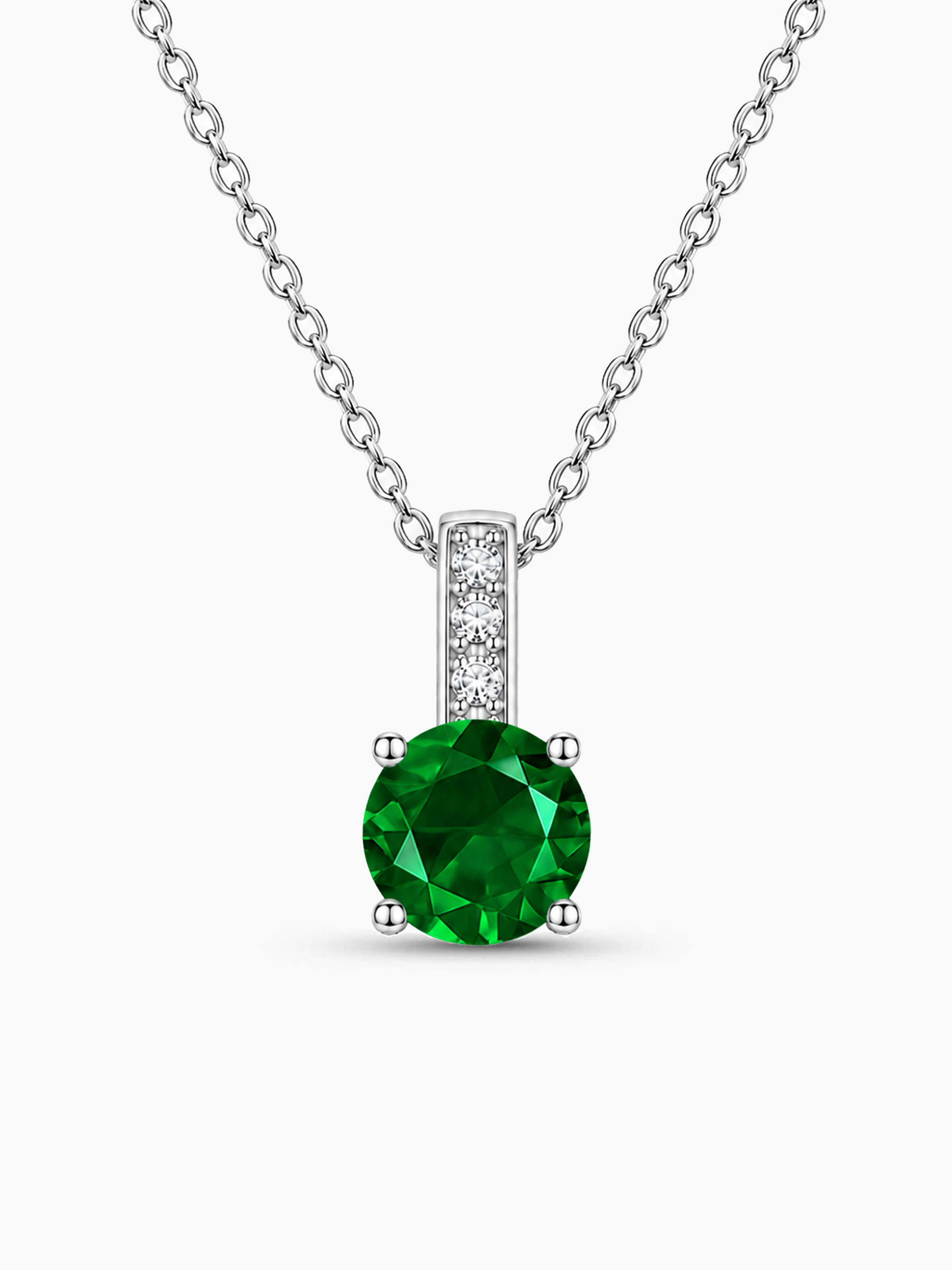 2Ct Lab Grown Emerald & Moissanite Pendant Necklace