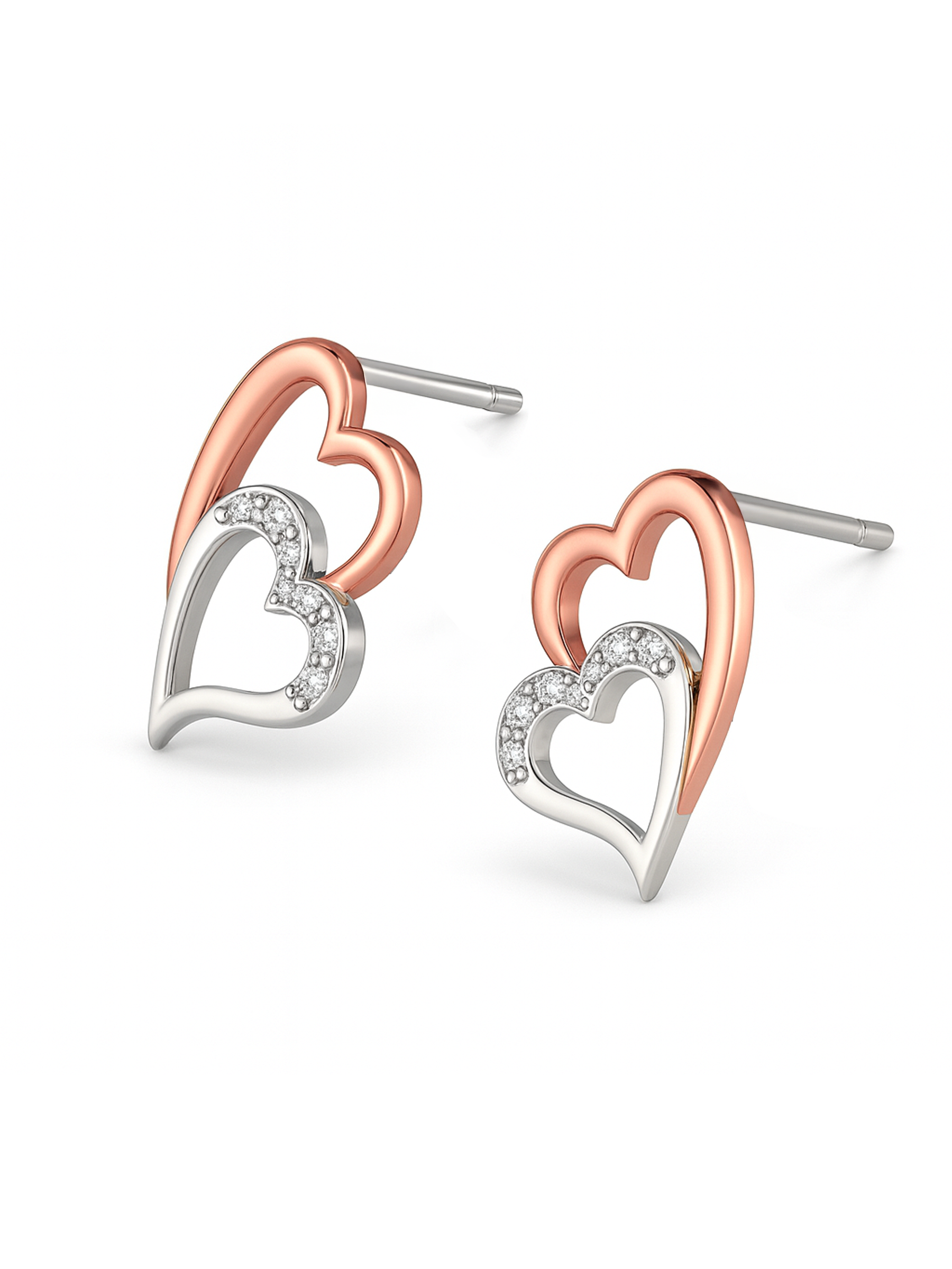 18K White Gold Plated Infinity Love Heart Stud Earrings