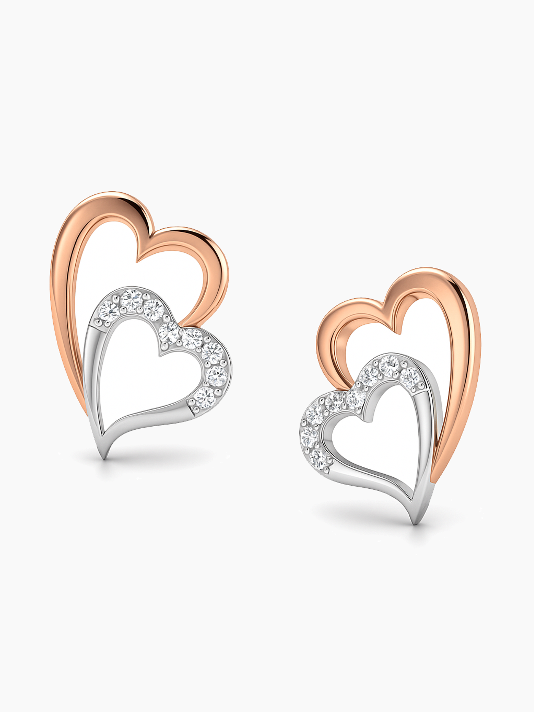 18K White Gold Plated Infinity Love Heart Stud Earrings