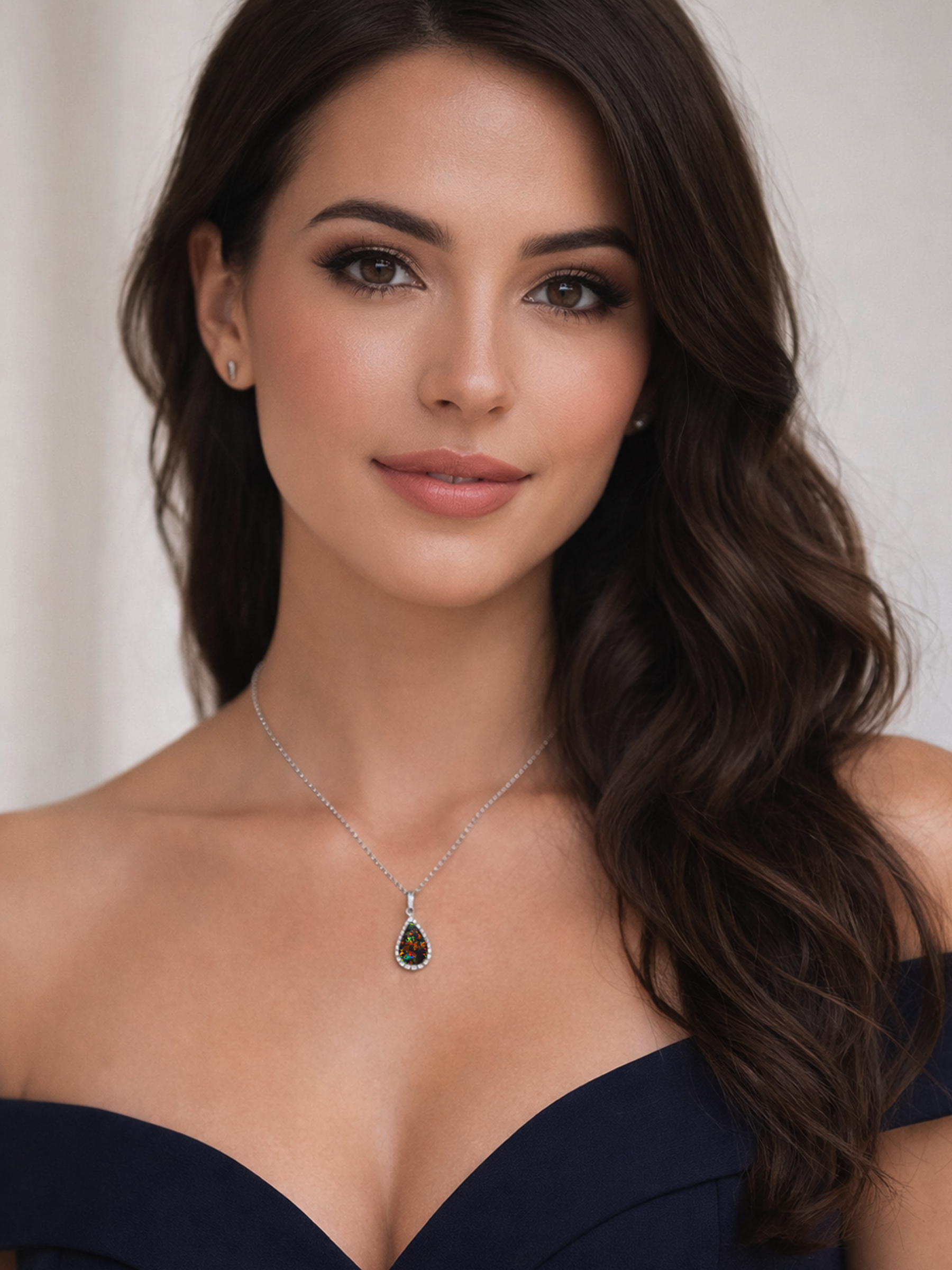 2Ct Black Opal Pendant Necklace