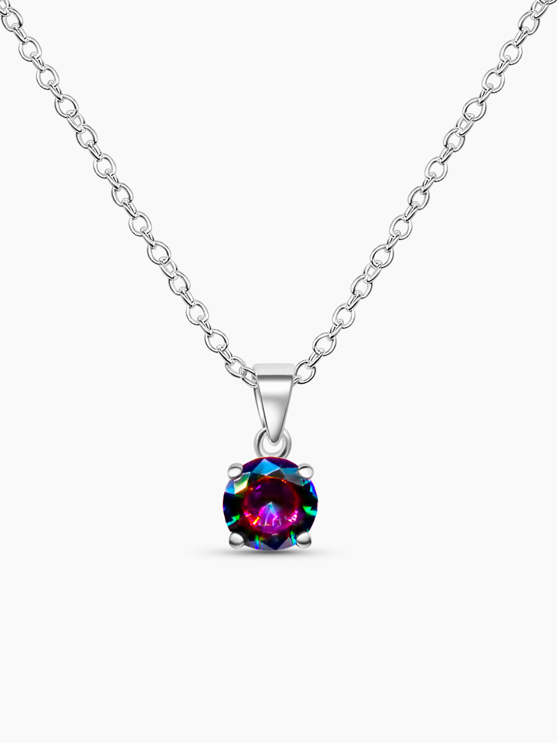 1Ct Mystic Topaz Pendant Necklace