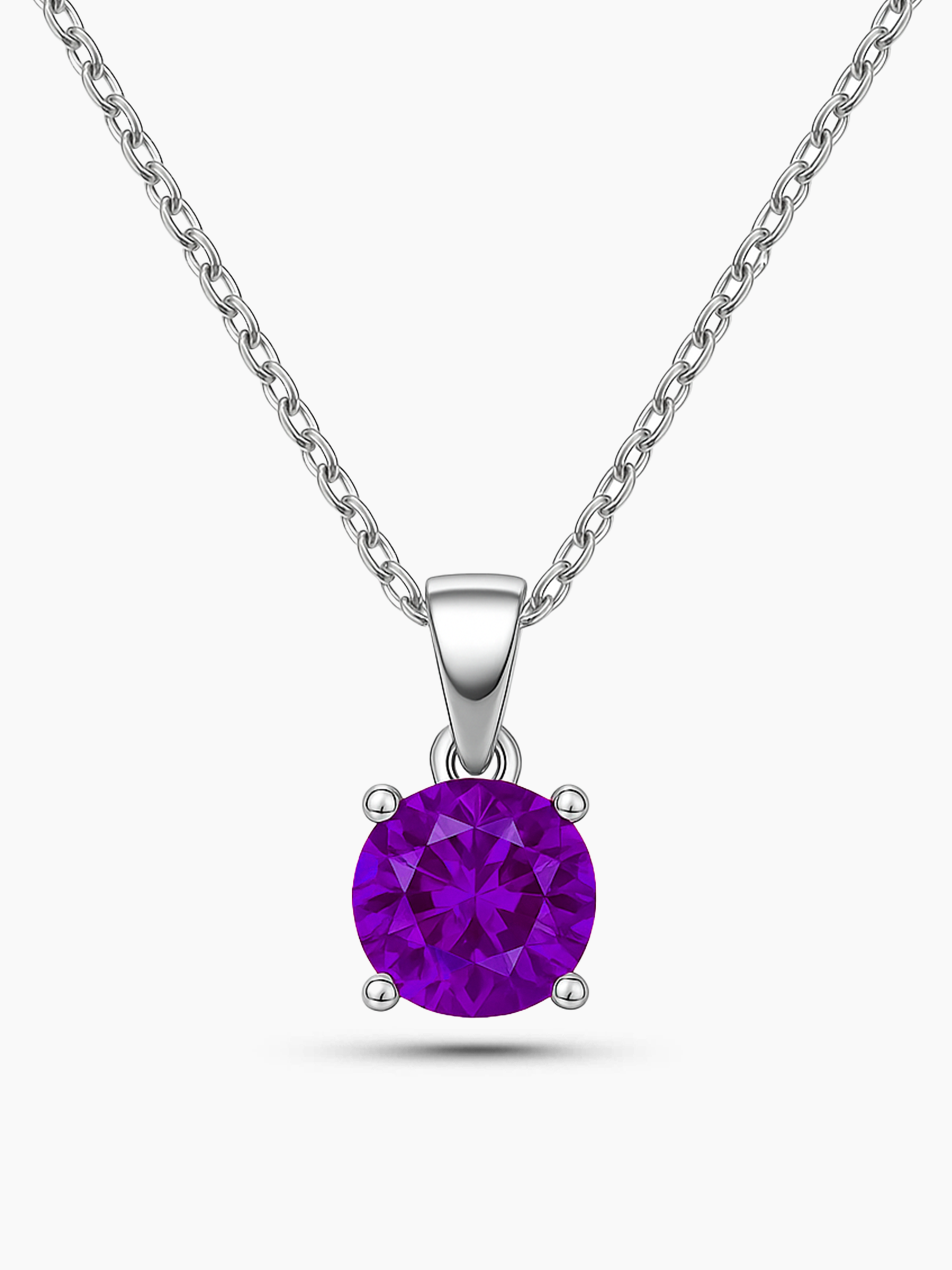 2ct Lab Grown Amethyst Purple Pendant Necklace