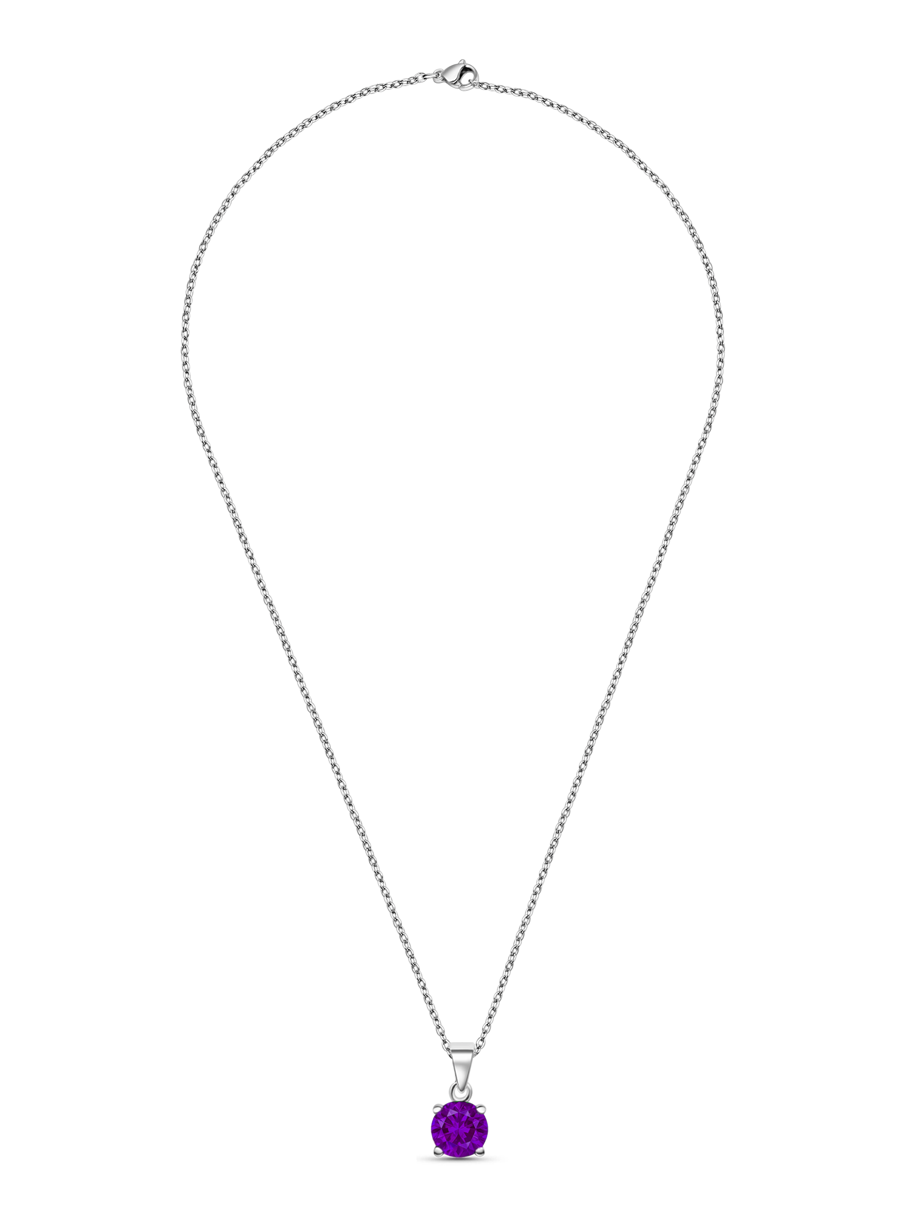 2ct Lab Grown Amethyst Purple Pendant Necklace