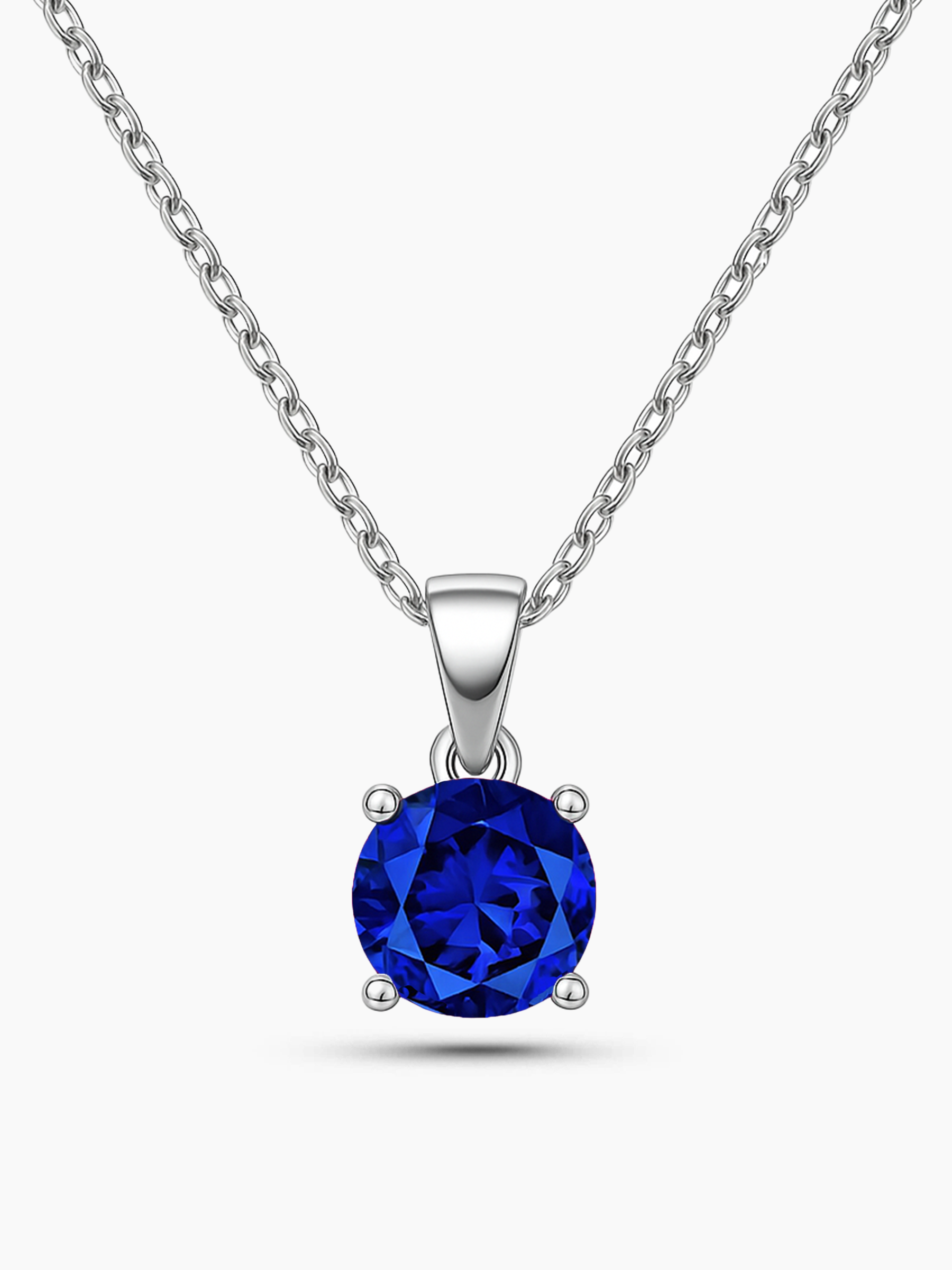 2ct Lab Grown Blue Sapphire Pendant Necklace