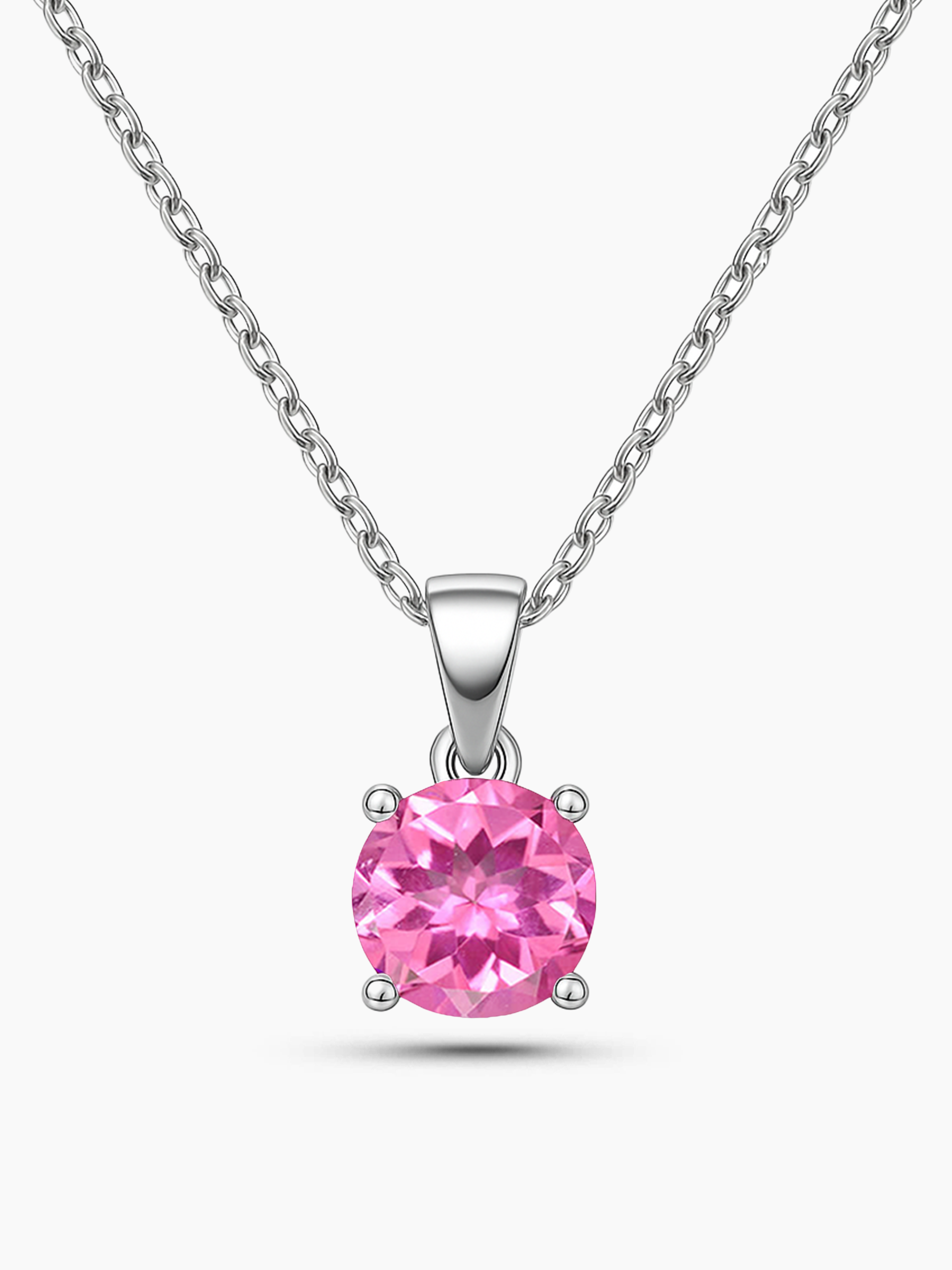 2ct Lab Grown Pink Sapphire Pendant Necklace