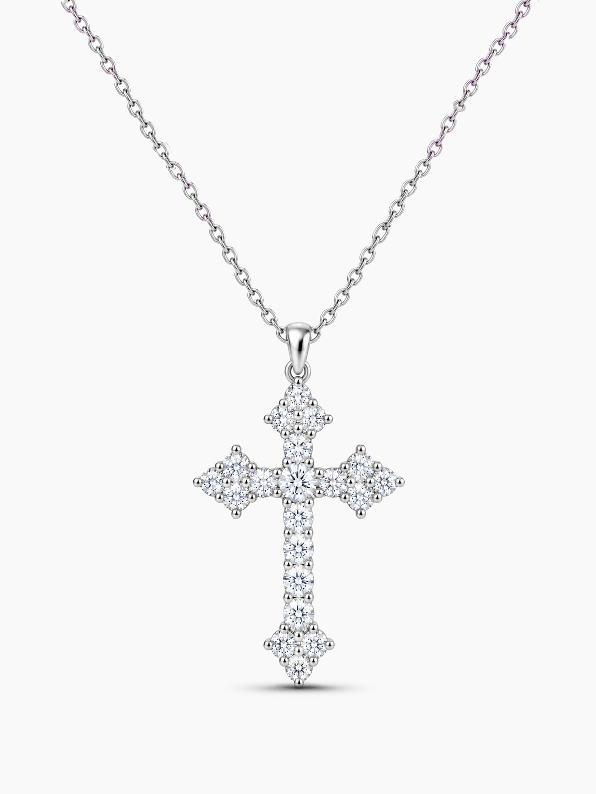 Cross Moissanite Edge Necklace