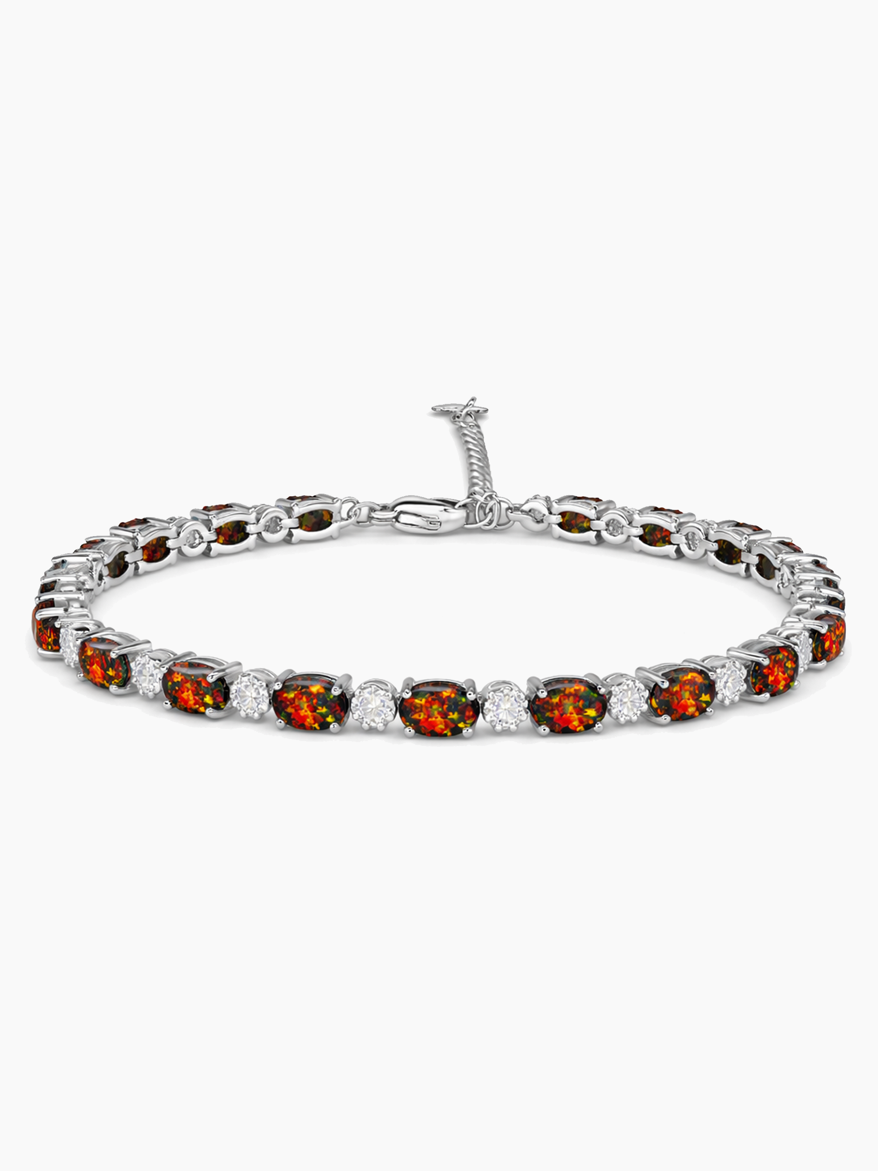 Black Opal Adjustable Bracelet Sterling Silver