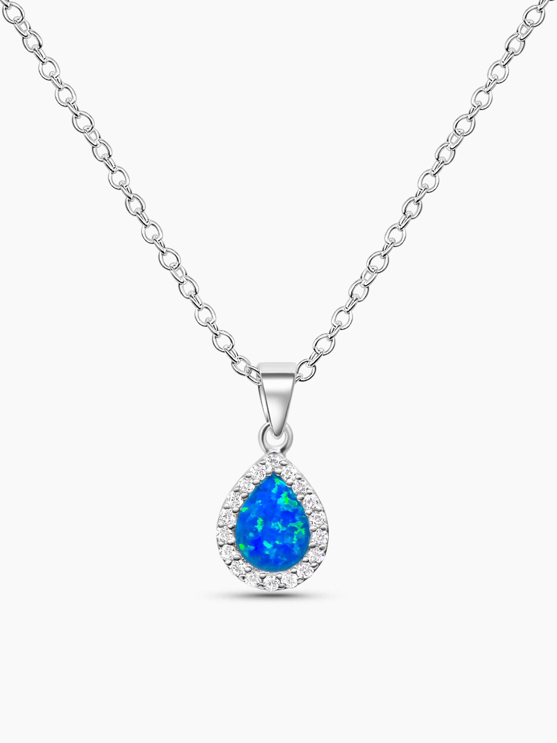 Blue Opal Pendant Necklace