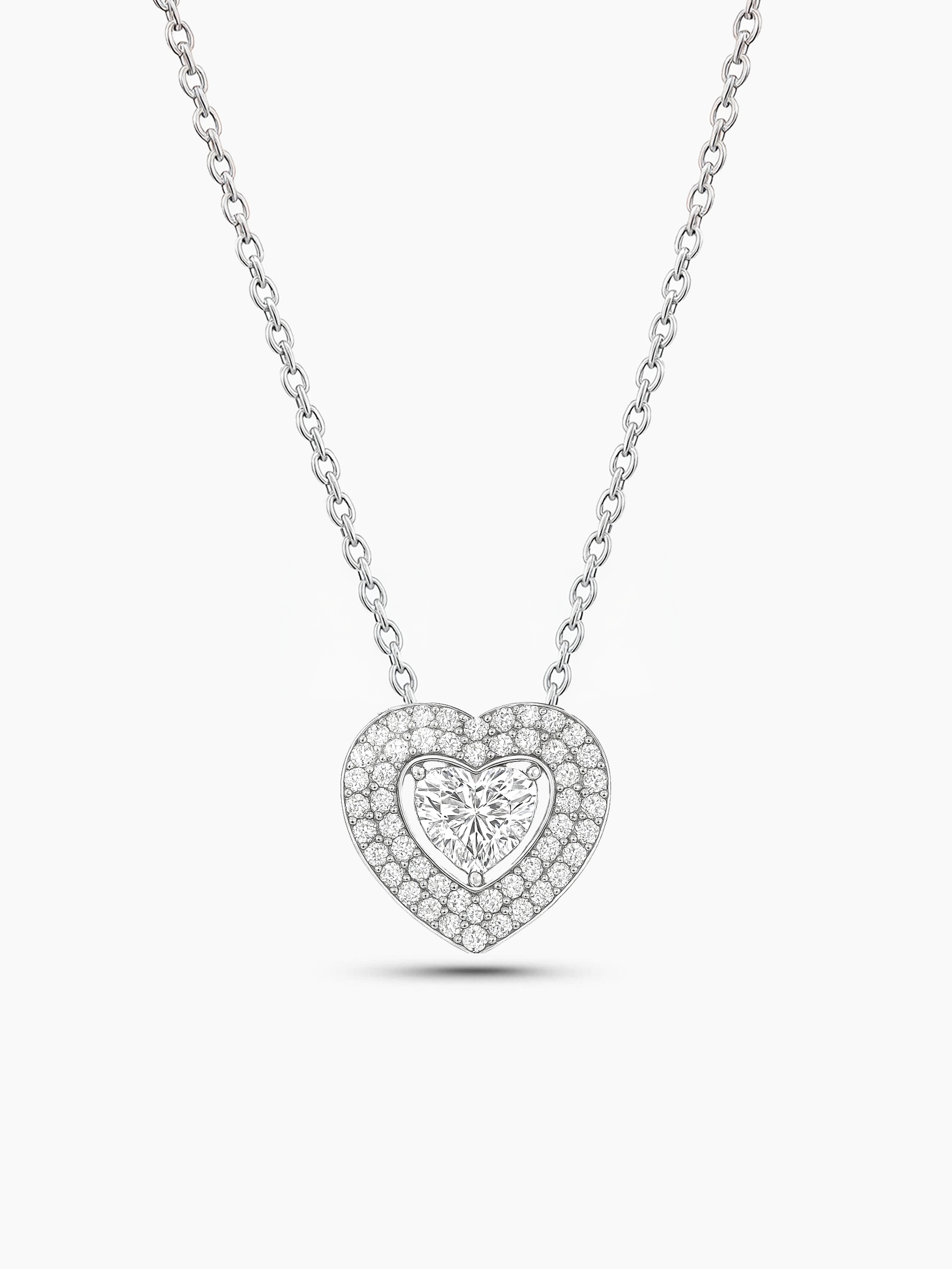 Pave Heart White Sapphire Necklace