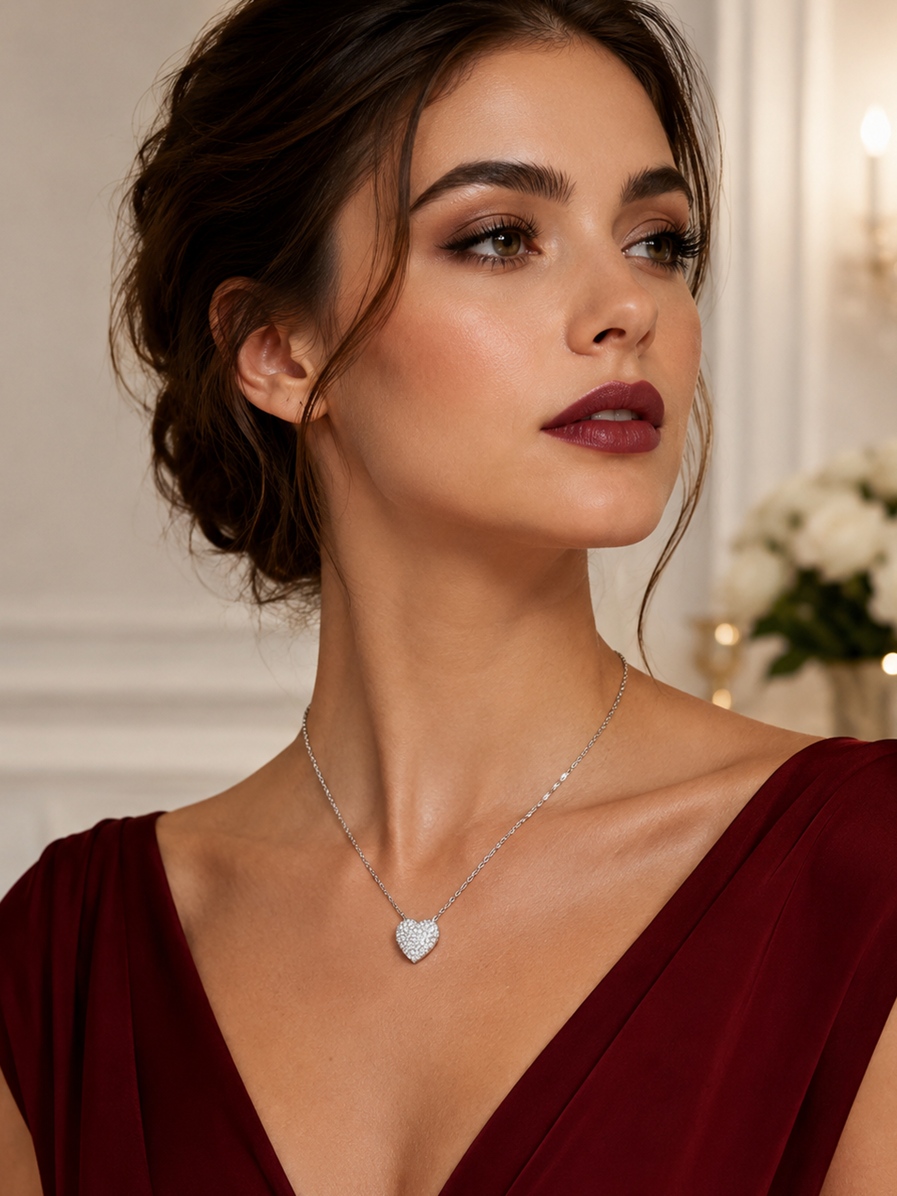 Pave Heart Moissanite Diamond Necklace