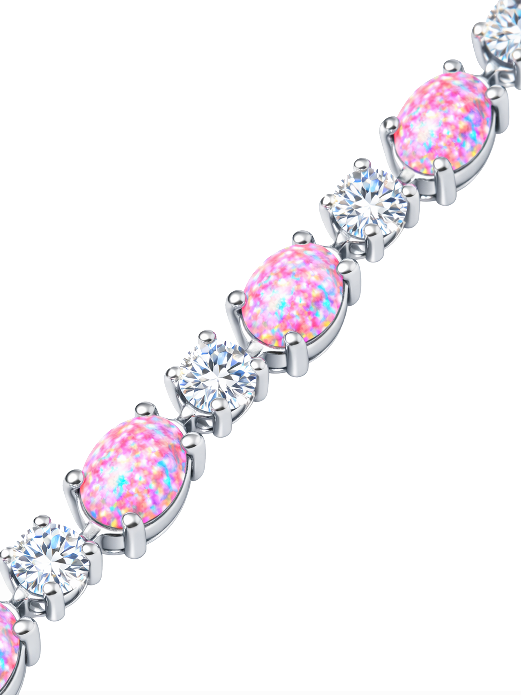 Pink Opal Adjustable Bracelet Sterling Silver