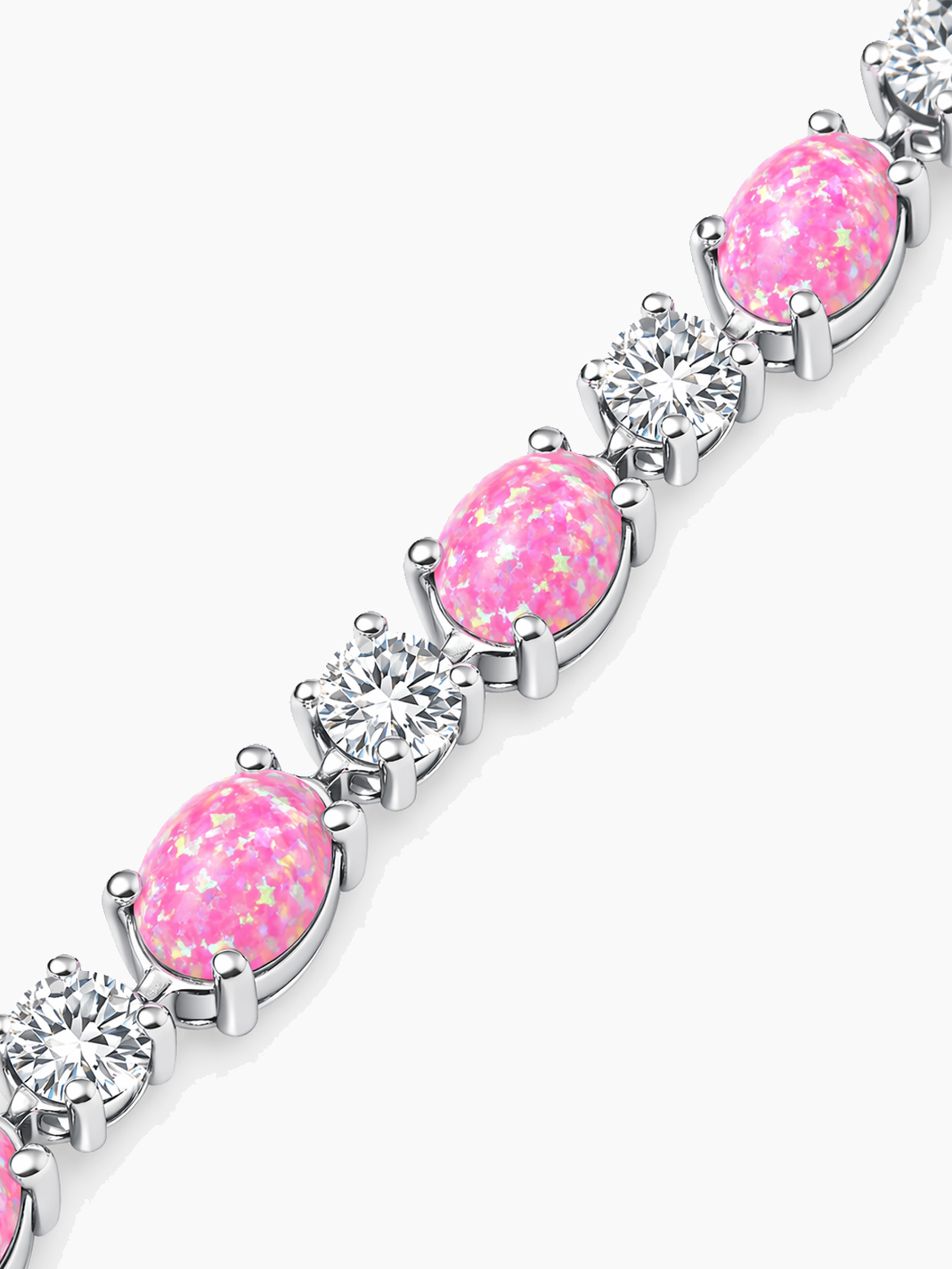 Pink Opal Adjustable Bracelet Sterling Silver