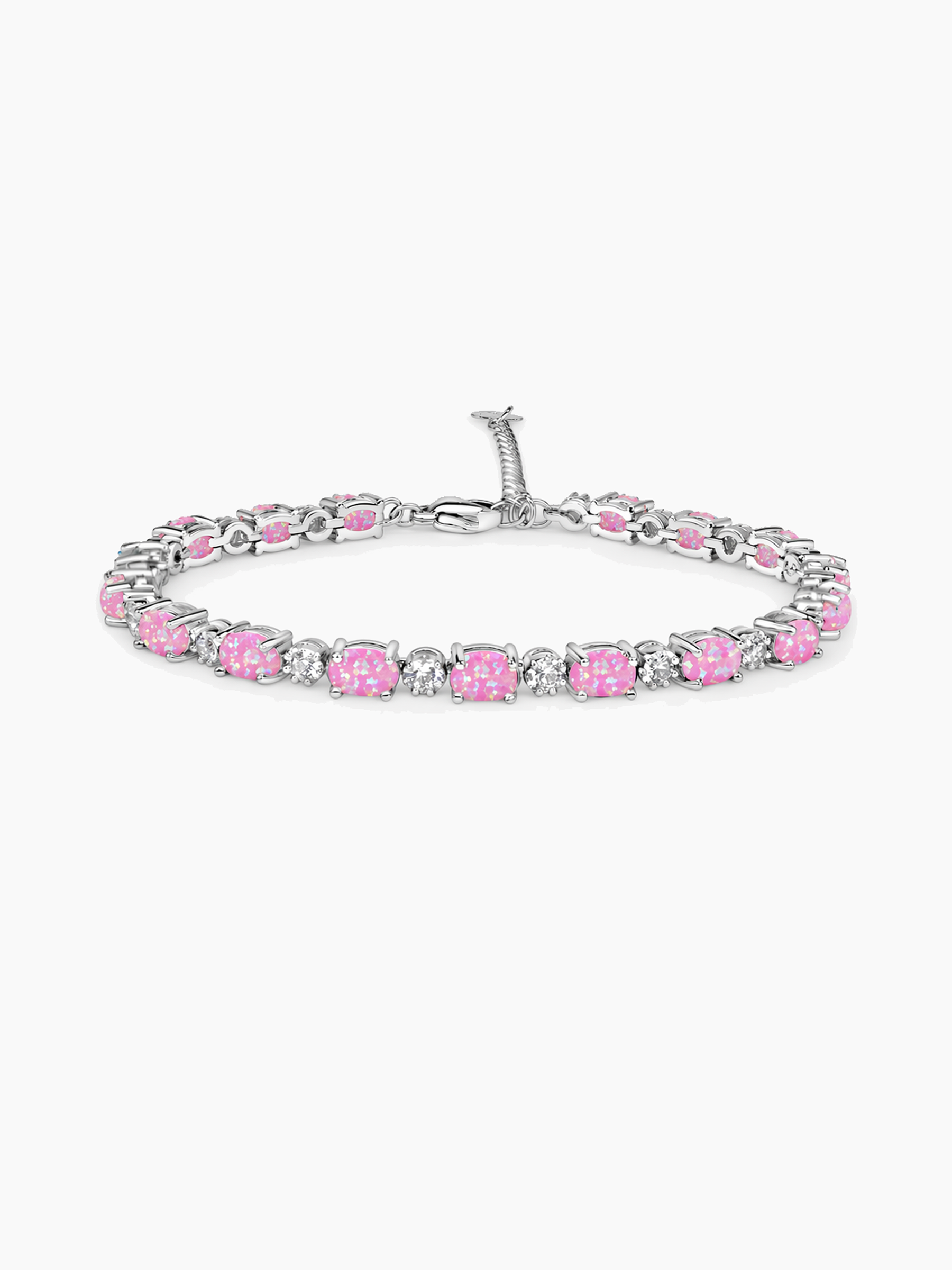 Pink Opal Adjustable Bracelet Sterling Silver