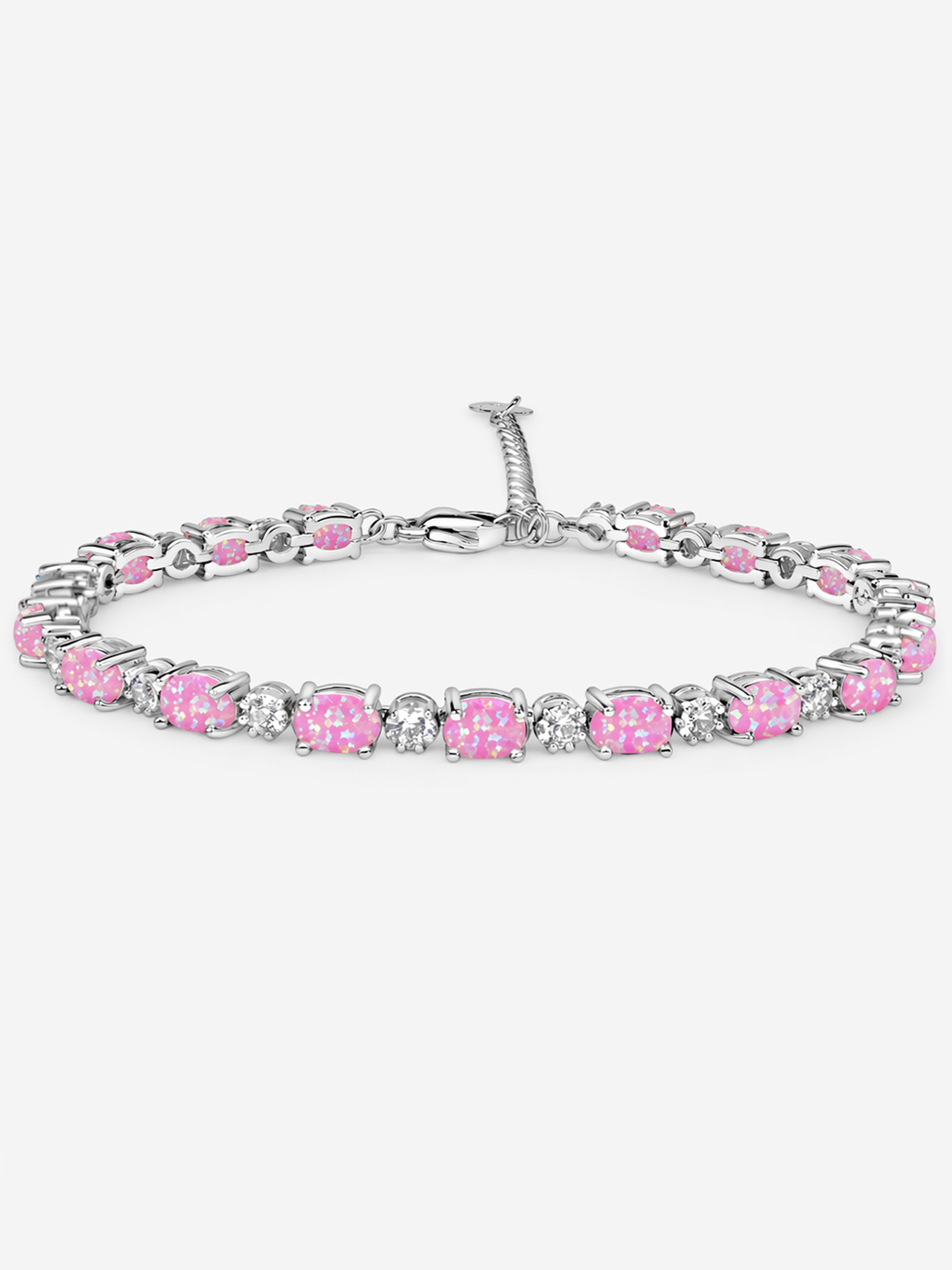 Pink Opal Adjustable Bracelet Sterling Silver