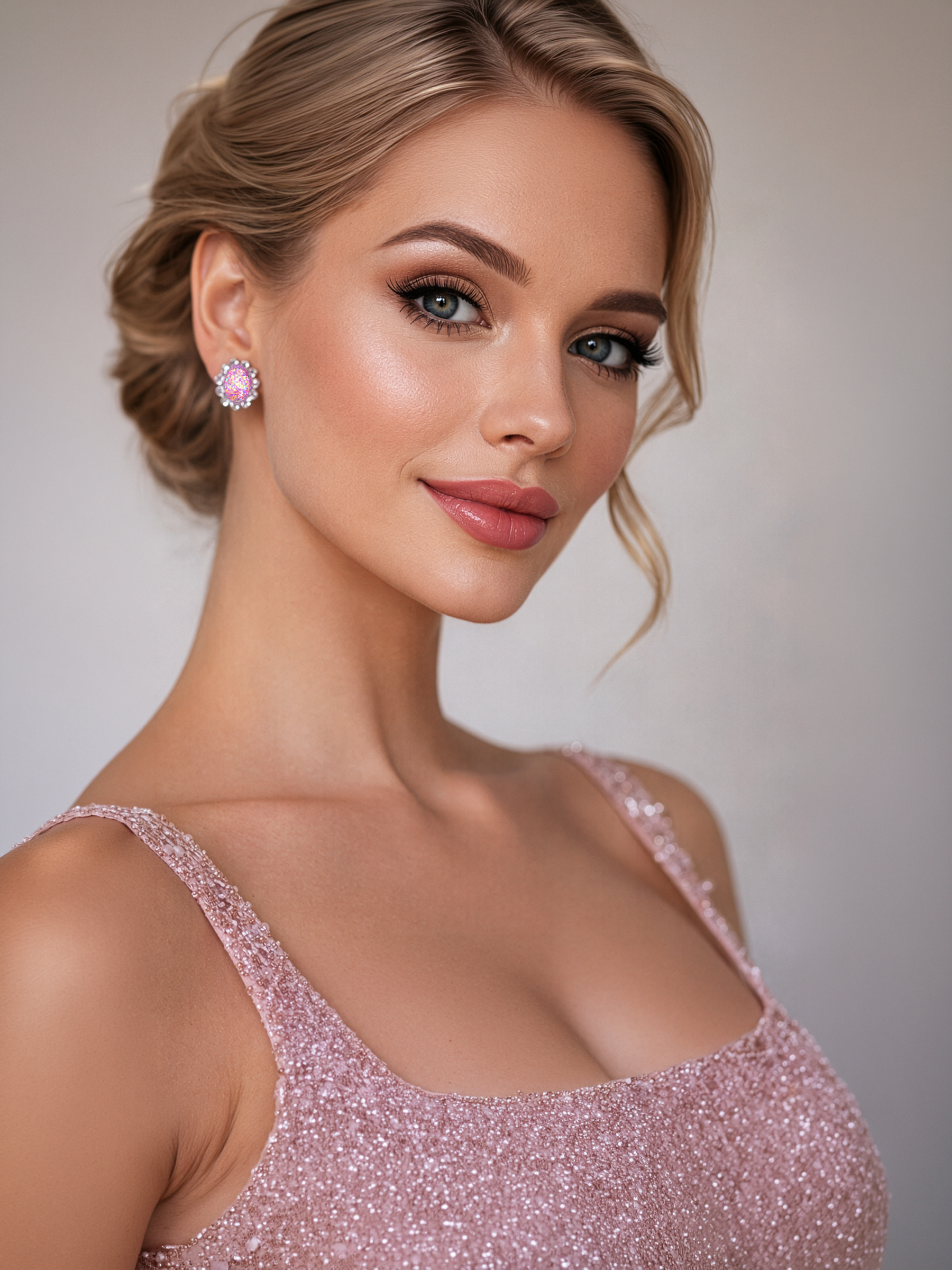 Pink Opal Stud Earrings Sterling Silver