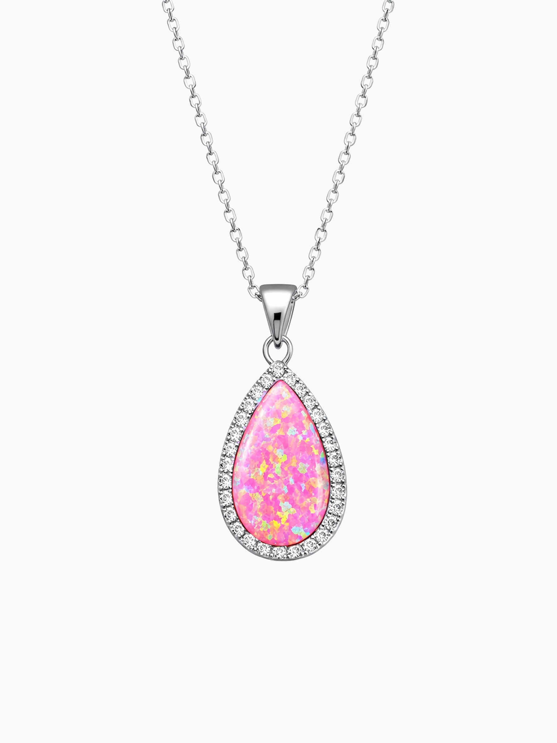 2Ct Pink Opal Pendant Necklace