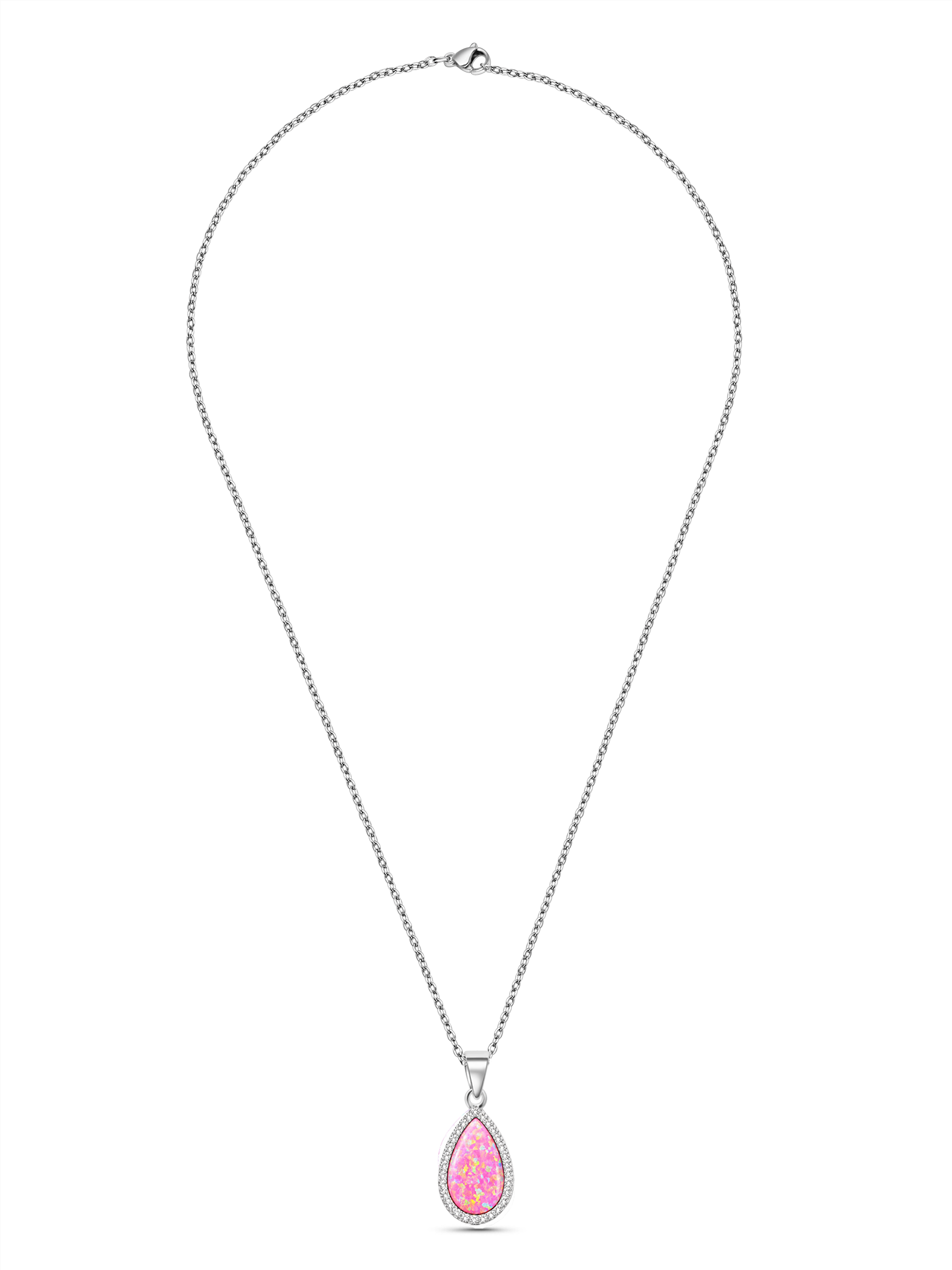 2Ct Pink Opal Pendant Necklace