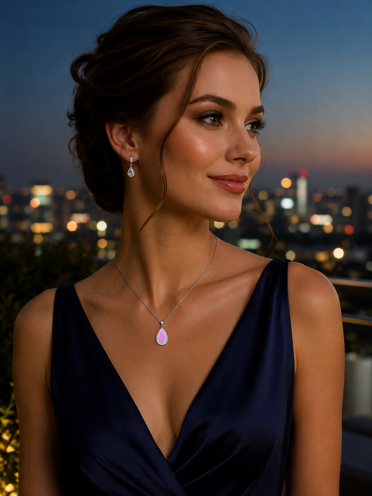 2Ct Pink Opal Pendant Necklace