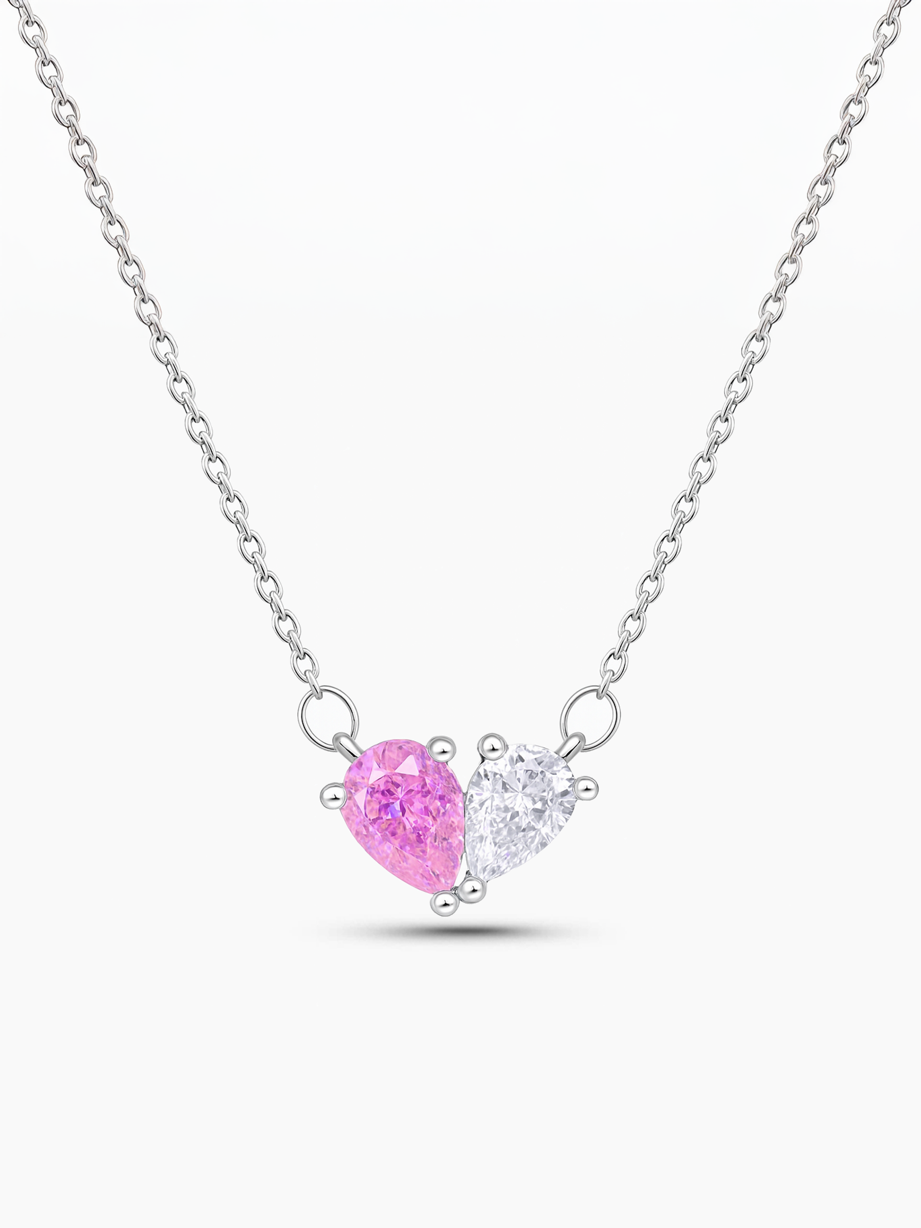 Pink Sapphire Love Heart Necklace