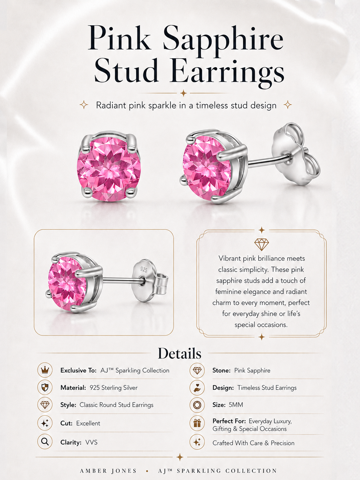Pink Sapphire Stud Earrings