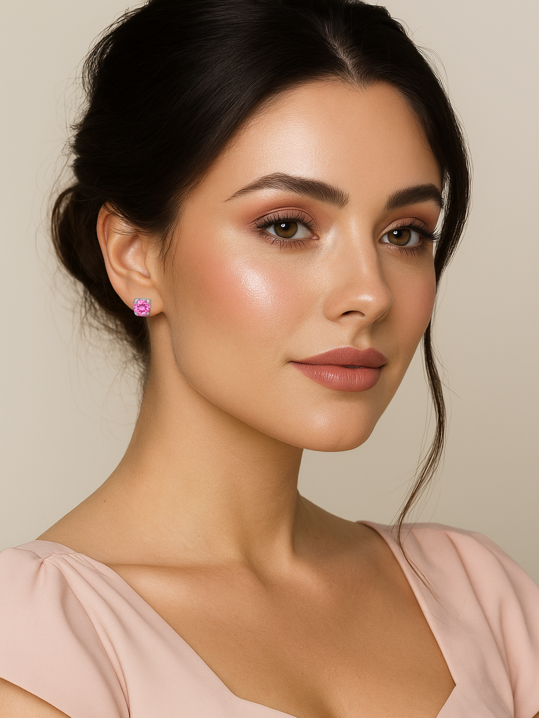 Pink Sapphire Stud Earrings
