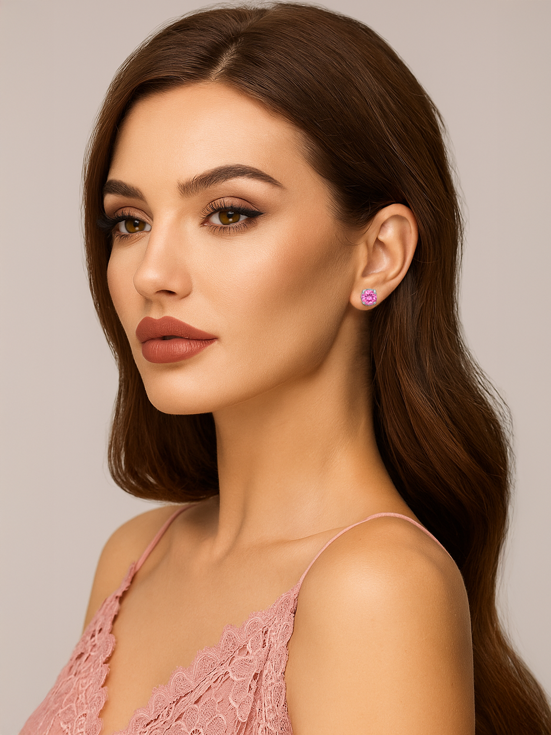 Pink Sapphire Stud Earrings