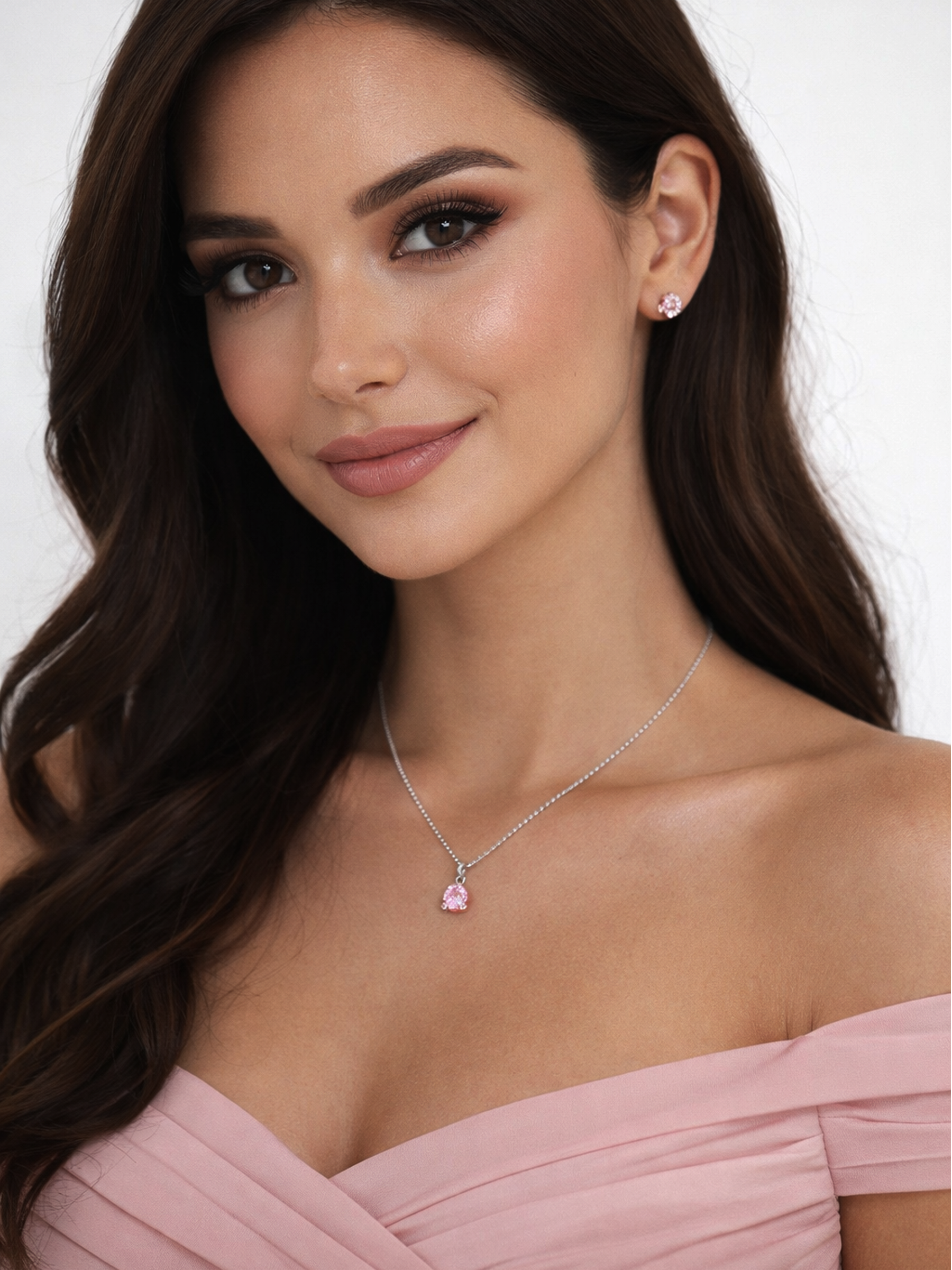 Light Pink Topaz Lab Grown Stud Earrings