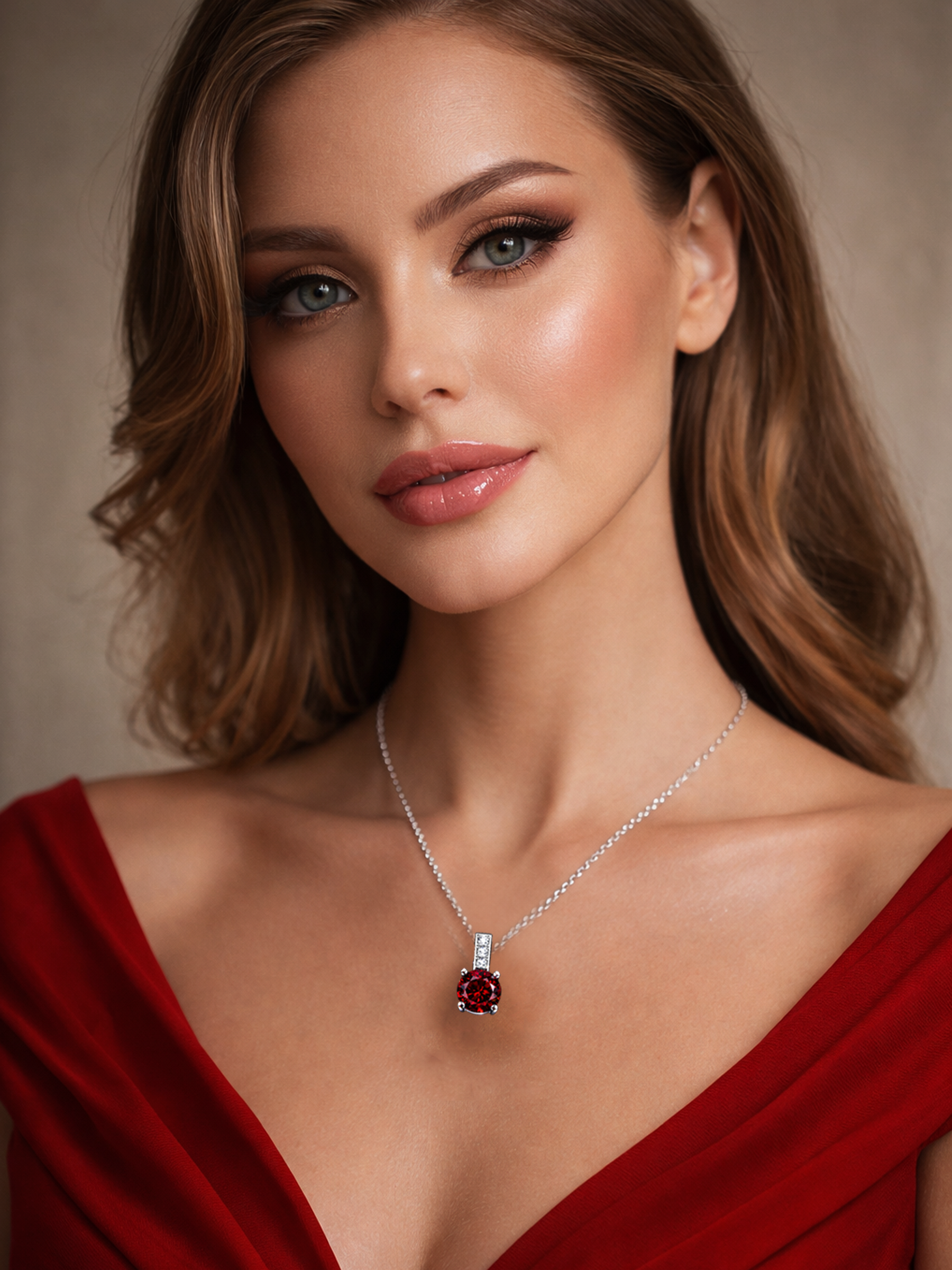 2Ct Lab Grown Ruby & Moissanite Pendant Necklace