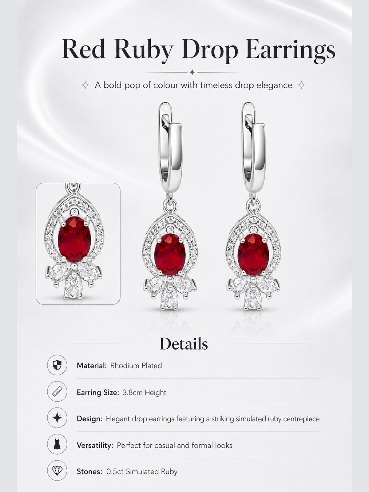Red Ruby Drop Earrings