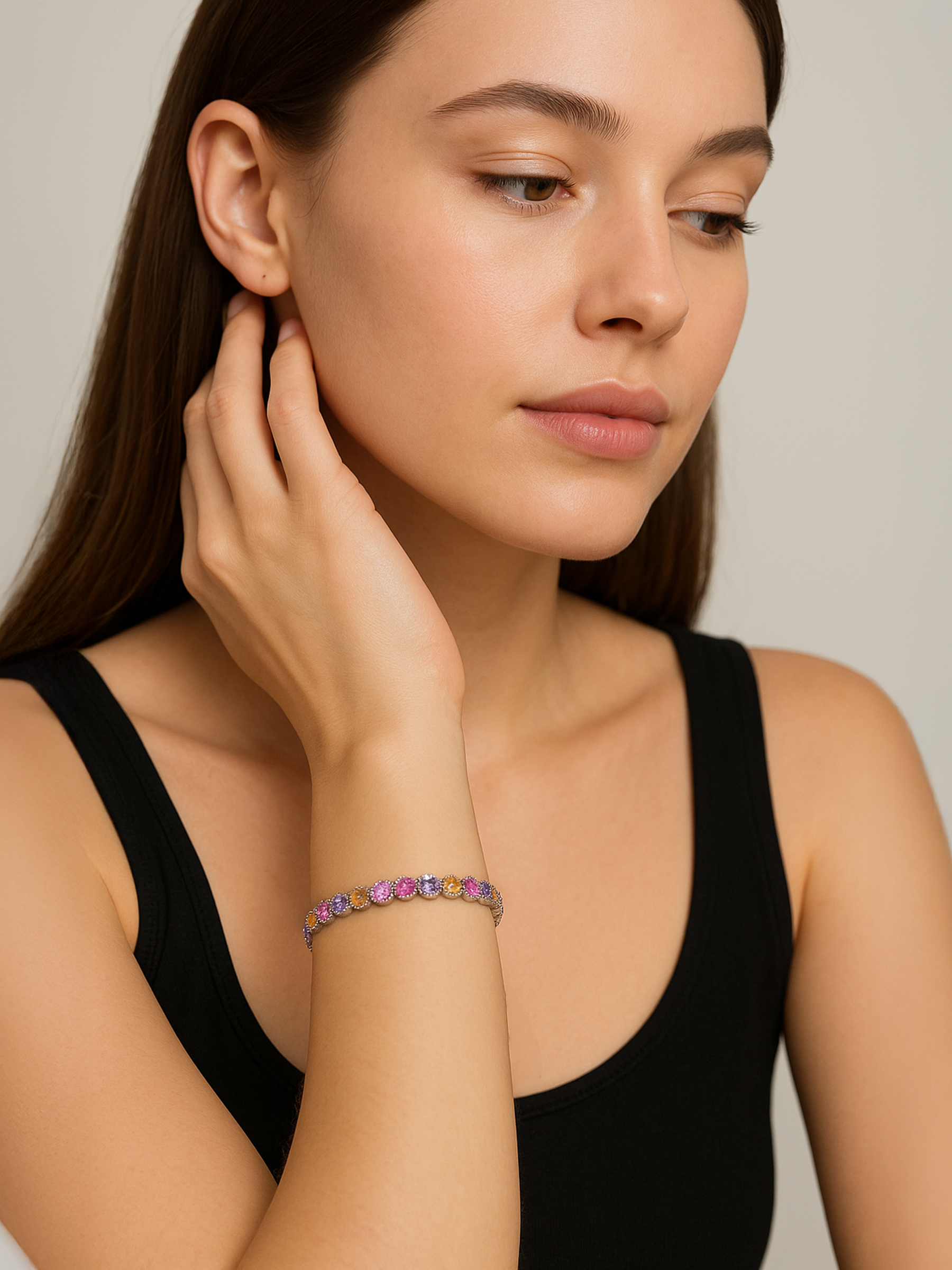 Rainbow Tennis Bracelet By Olivia Paris