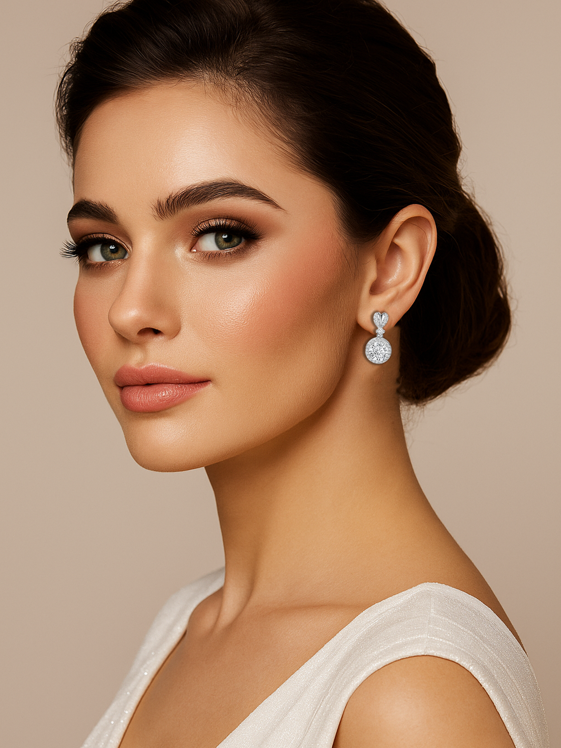 Round Silver Moissanite Earrings