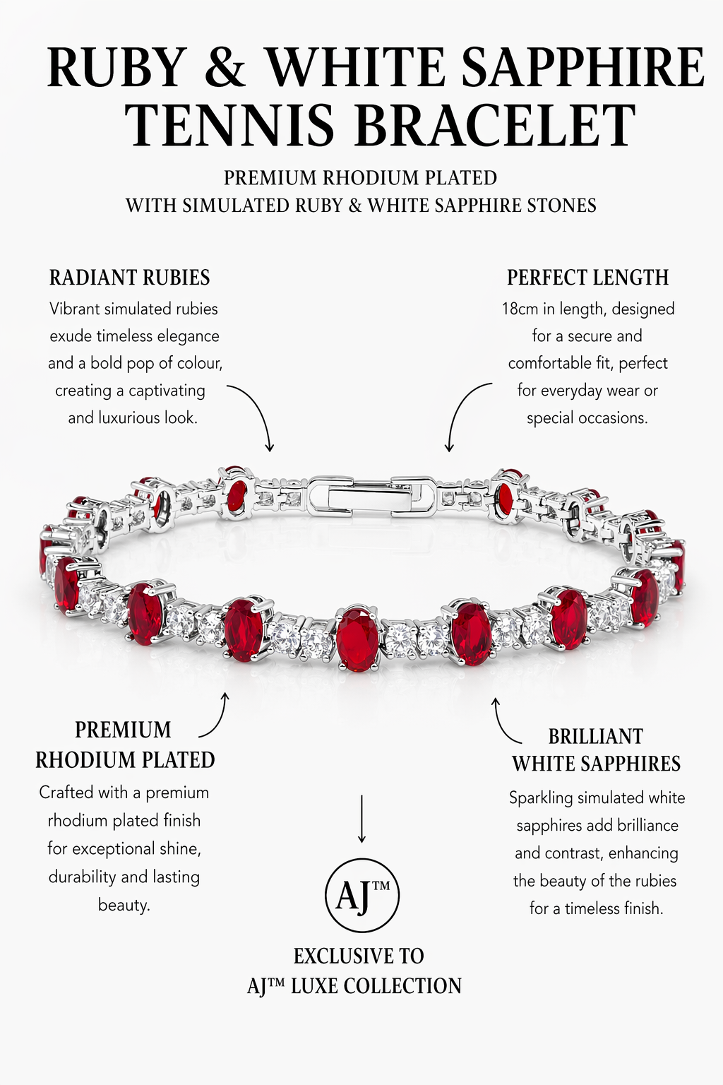 Ruby And White Sapphire Tennis Bracelet