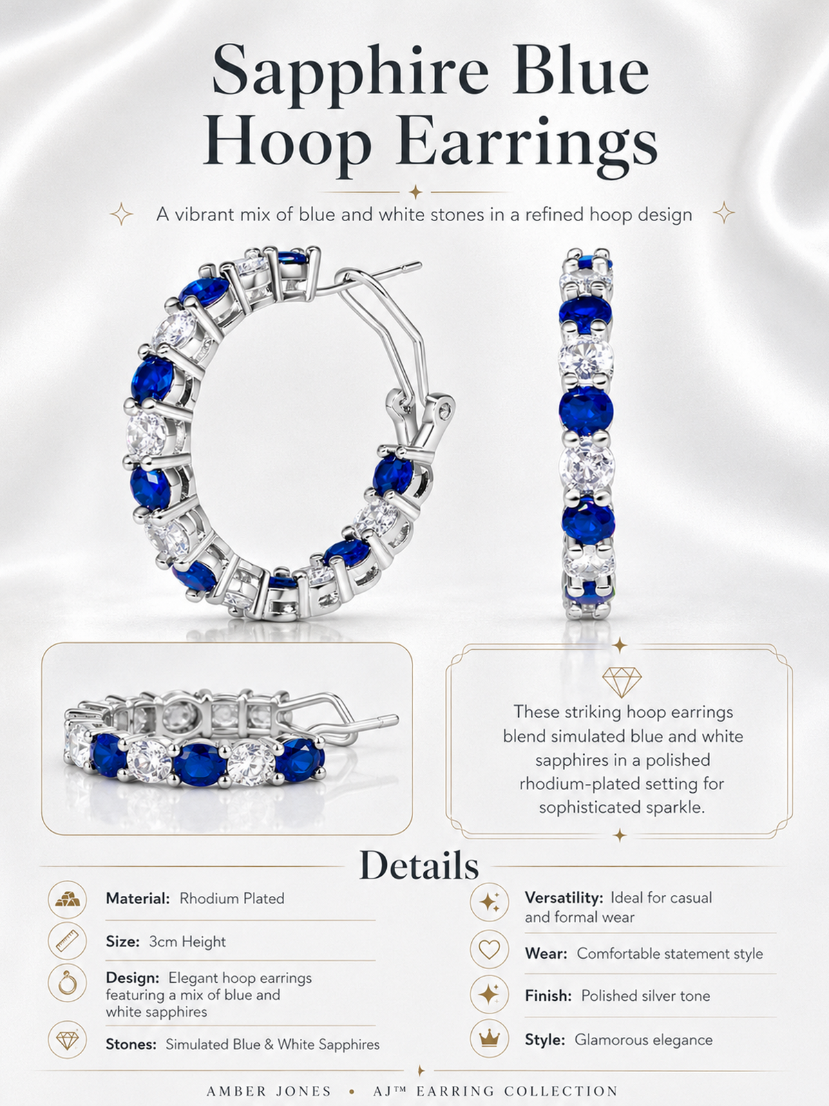 Sapphire Blue Hoop Earrings