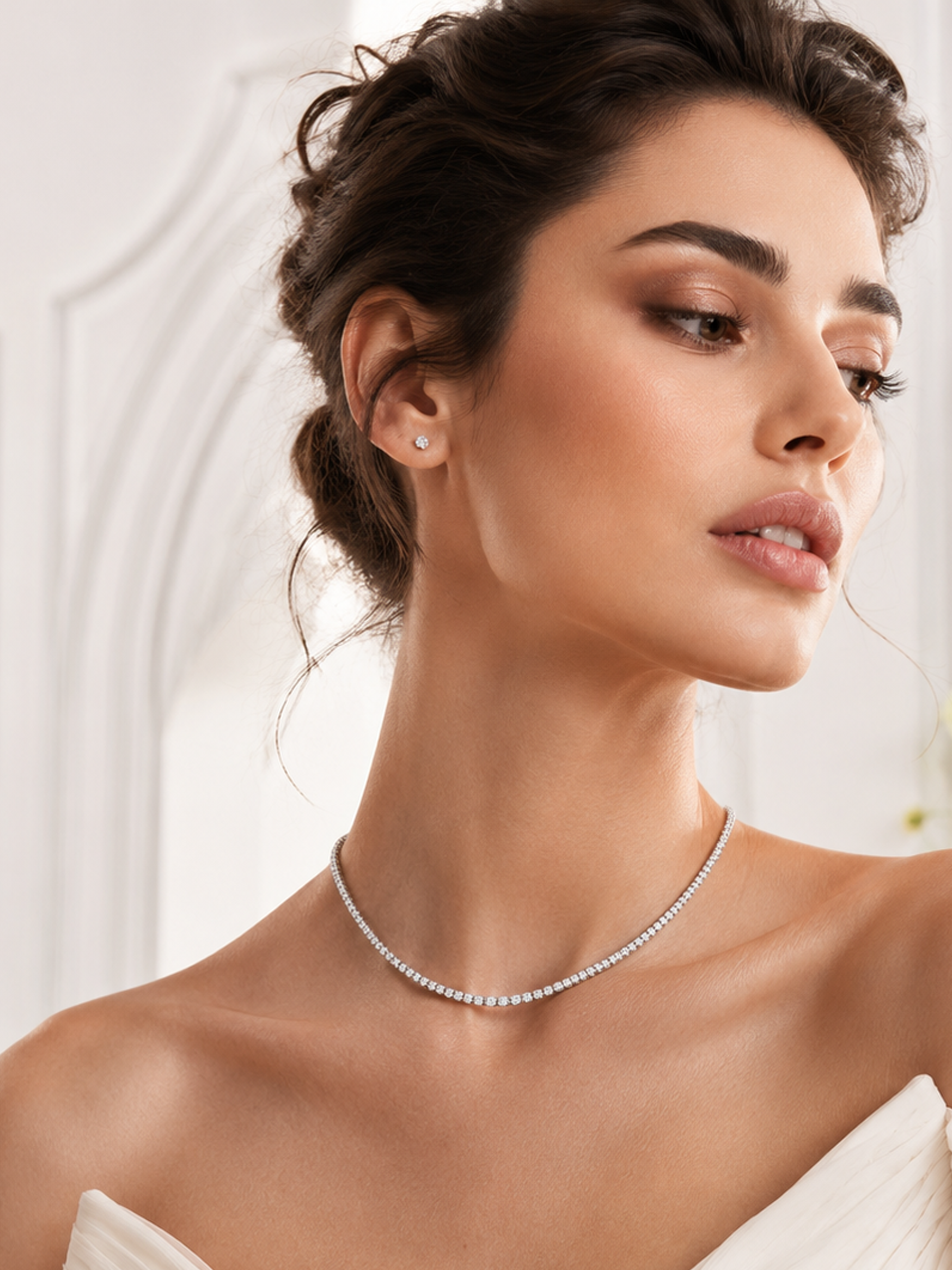 Sparkling Tennis Necklace 18K White Gold Plated 5Ct