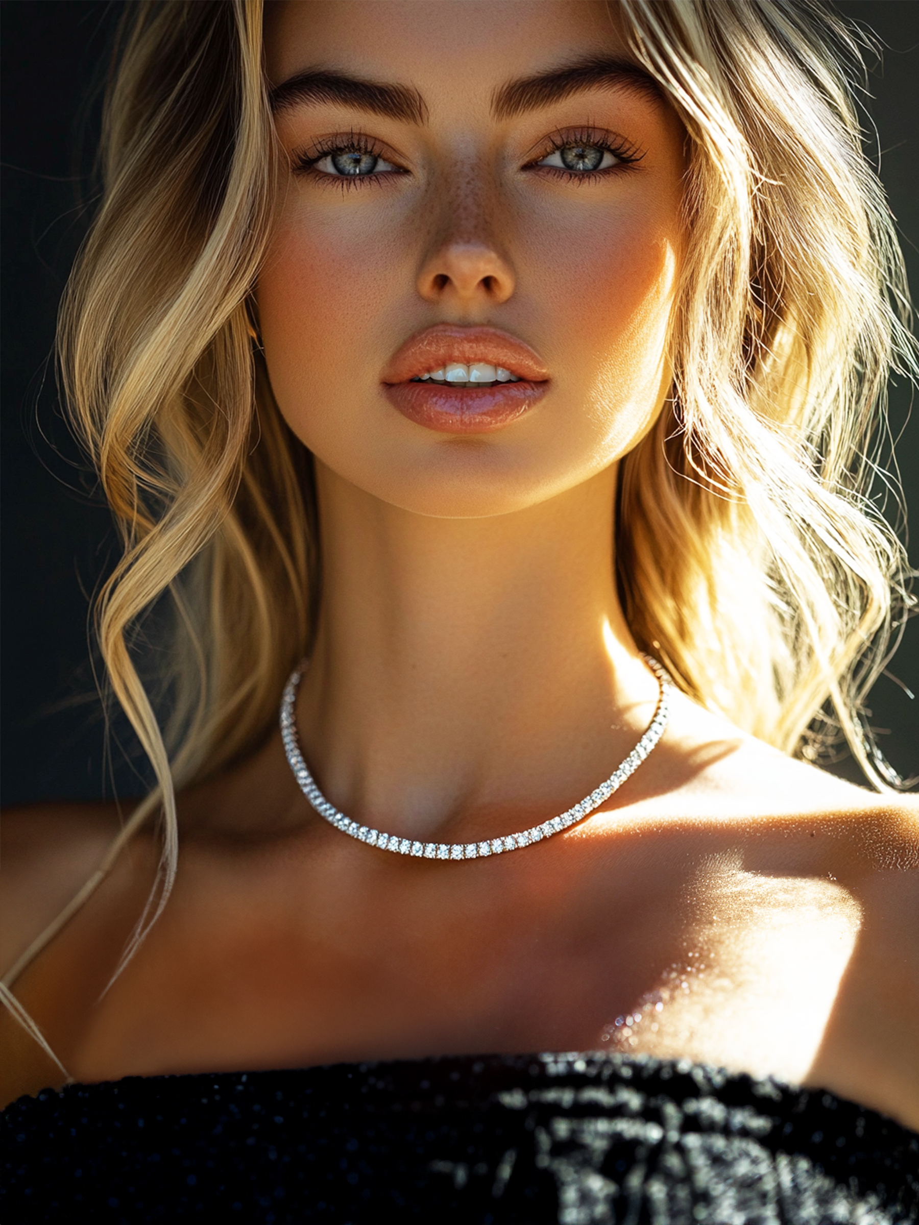 Sparkling Tennis Necklace AJ™ Rhodium Plated